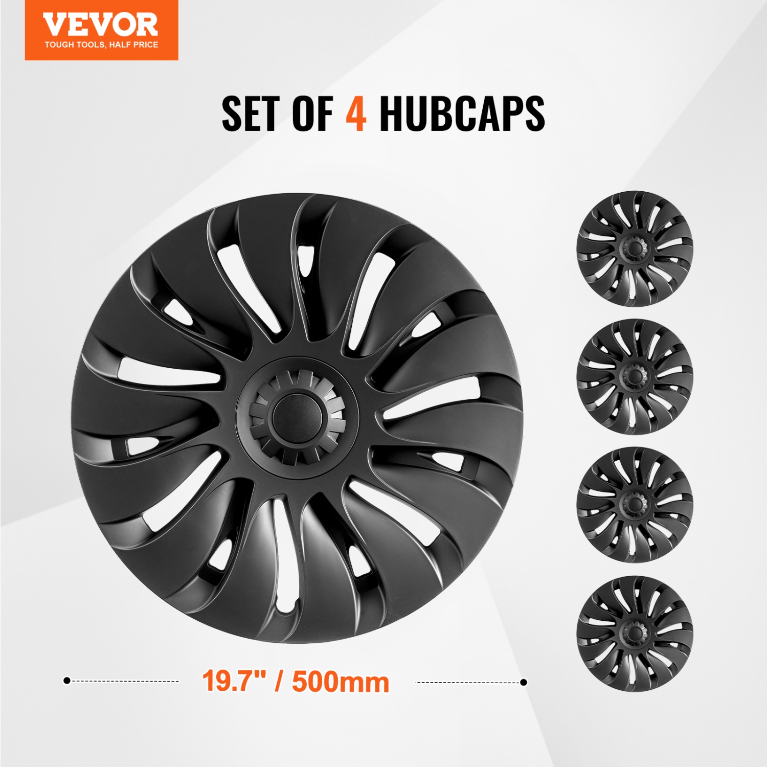 VEVOR 19 in Wheel Rim Cover Hubcaps, 2020-2024 Model Y Fully Fit Hubcap with Snap, Guard Tape & Valve Nozzle Hole, ABS & PC Hubcap with High Rigidity