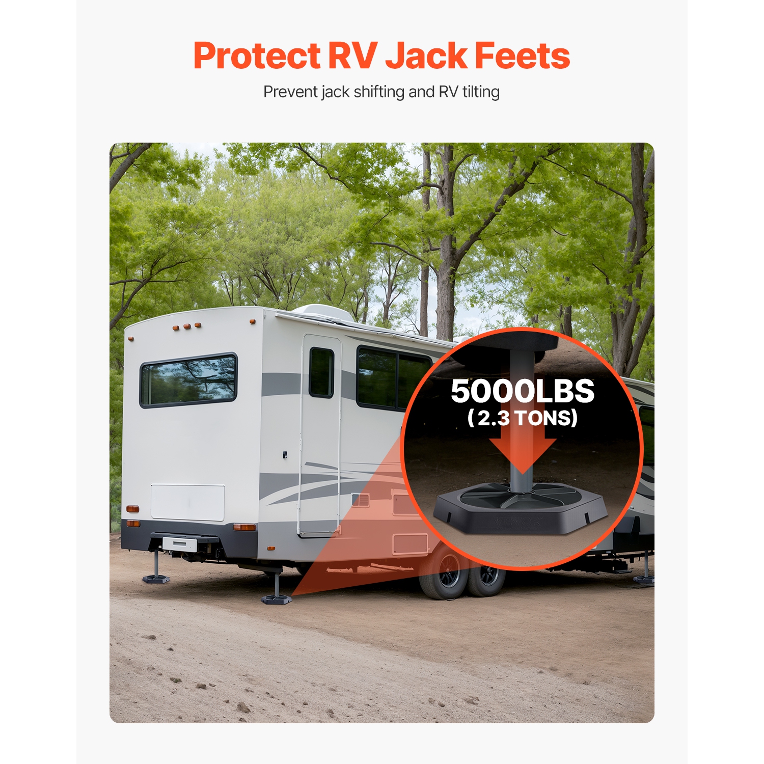 VEVOR 4-Pack RV Leveling Pads, Rubber Trailer Jack Pads, Each with 5000 lbs Capacity, Jack Stabilizer Pad with Large Surface Area,Ideal for 10" Round