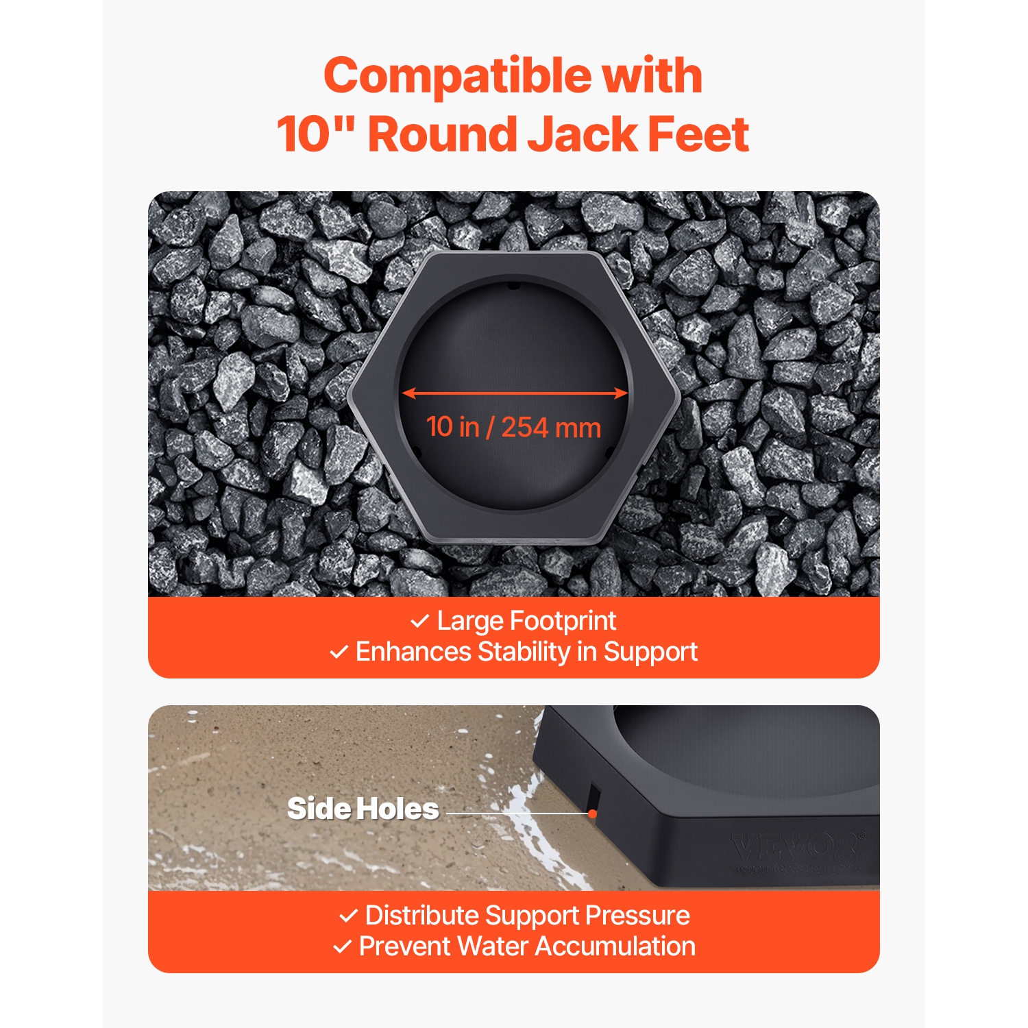 VEVOR 4-Pack RV Leveling Pads, Rubber Trailer Jack Pads, Each with 5000 lbs Capacity, Jack Stabilizer Pad with Large Surface Area,Ideal for 10" Round