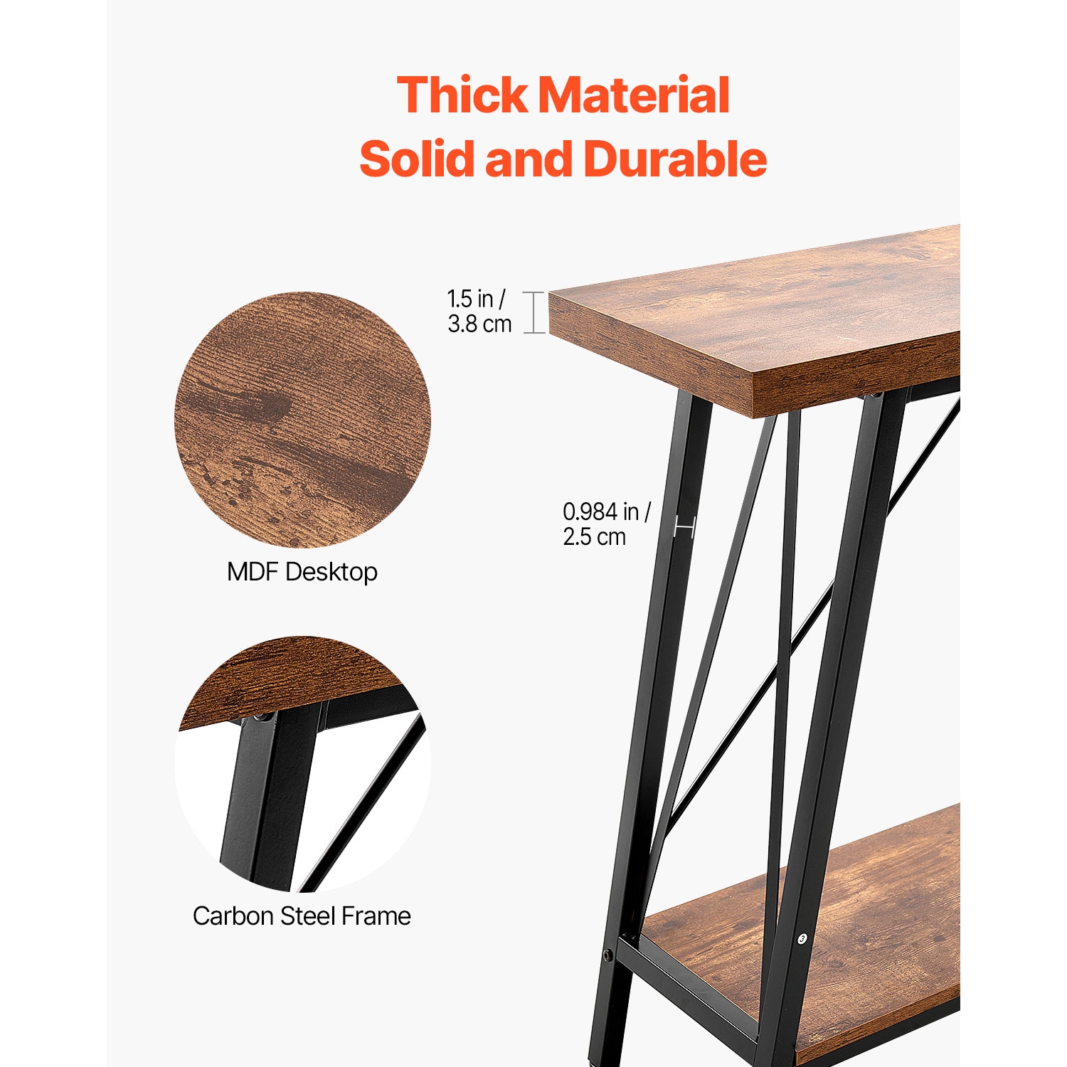 VEVOR 70.9 inches Narrow Console Sofa Table, Behind Couch Table, 2-Tier Long Entryway Table and Skinny Hallway Table, Narrow Sofa Table with Metal