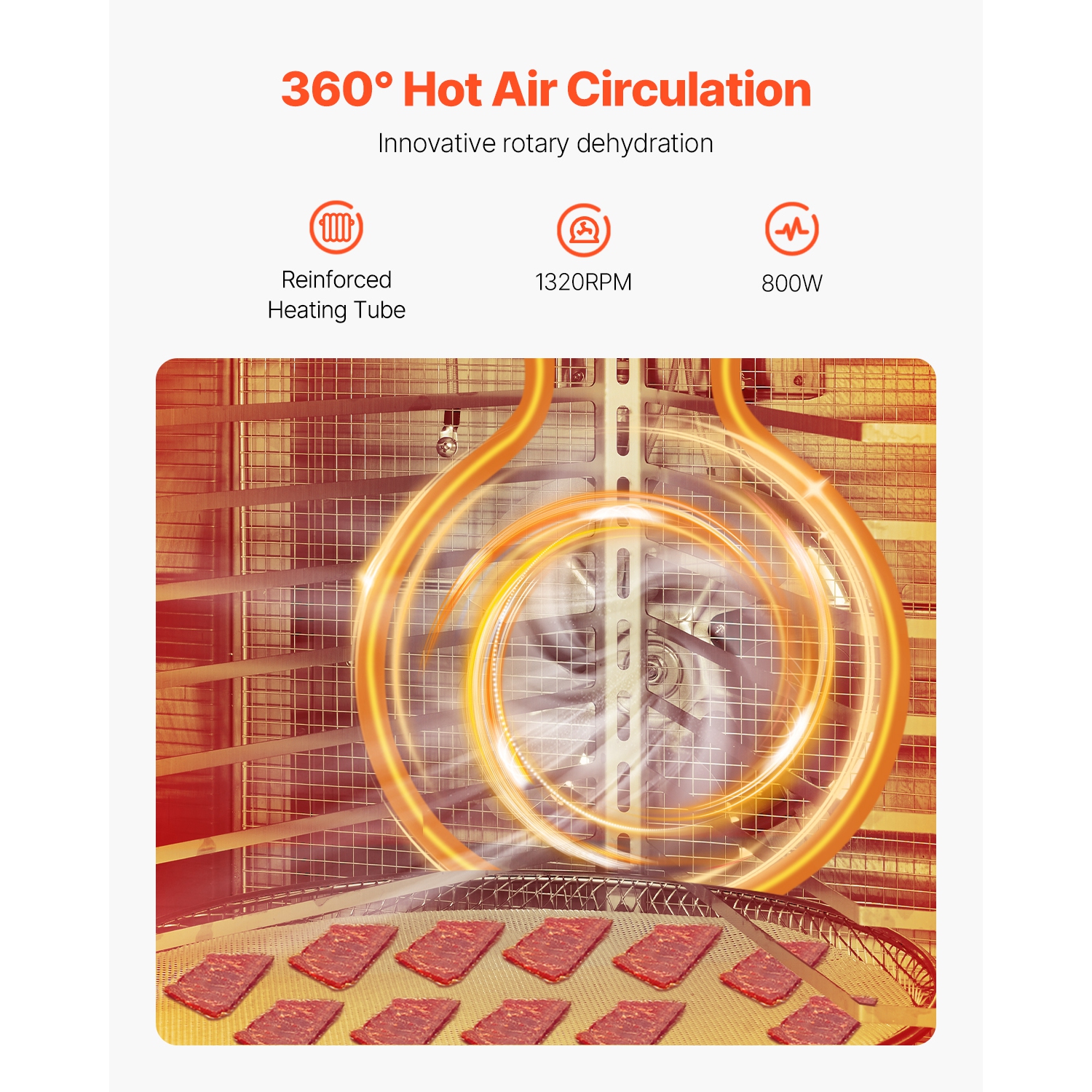 VEVOR 800W Rotary Food Dehydrator Machine, 12 Stainless Steel Trays,with Adjustable Temperature & 24-Hour Timer, Freeze Dryer for Jerky, Meat, Fruit,