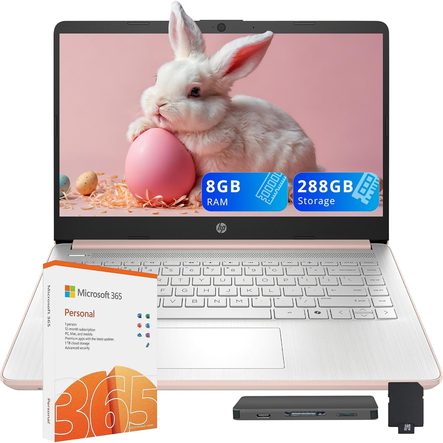 HP Stream 14" HD Laptop, Intel Processor N150,288GB Storage,8GB RAM,Intel Graphics, Year Office 365, Copilot, Windows 11 S, Gold