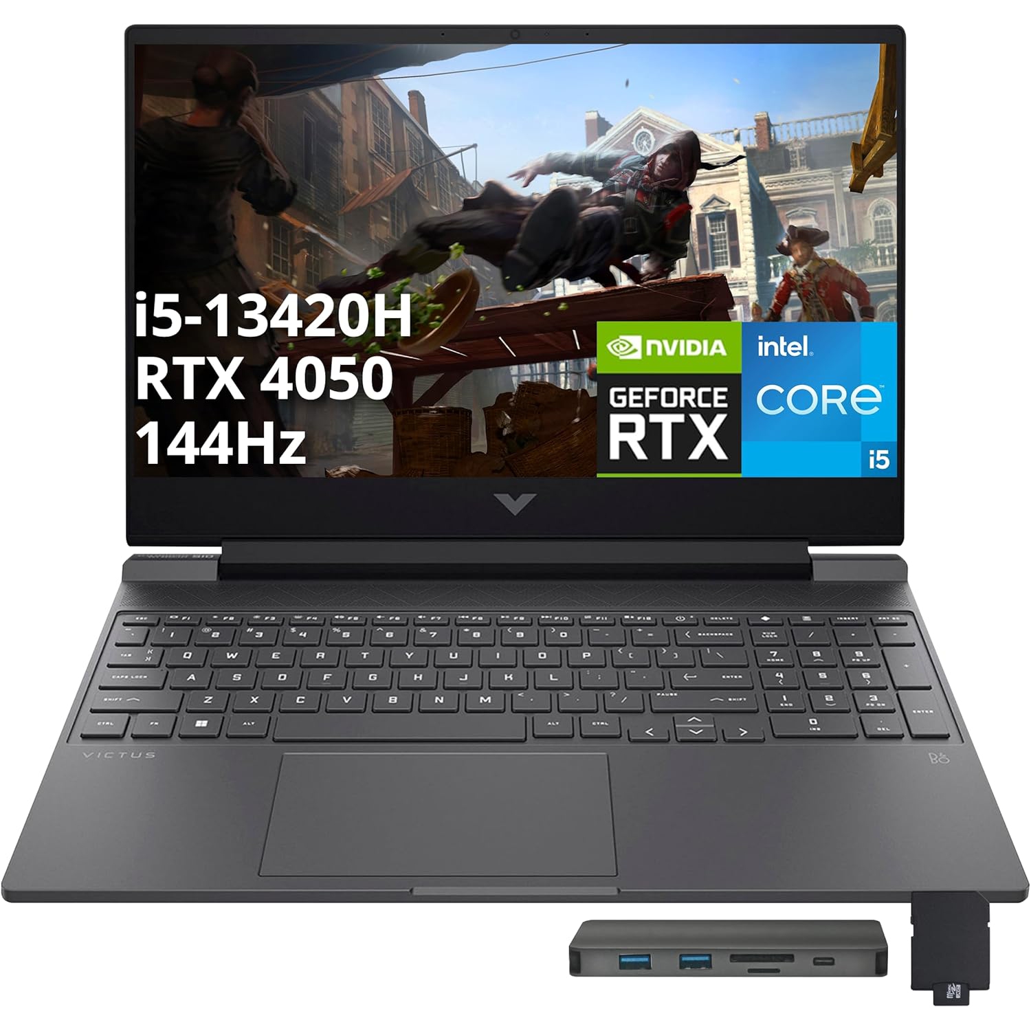 HP Victus Gaming Laptop, 15.6" FHD 144Hz Display, Intel i5-13420H,1TB SSD,32GB RAM, NVIDIA GeForce RTX 4050, Keyboard Backlit,Win 11 Pro,Mica