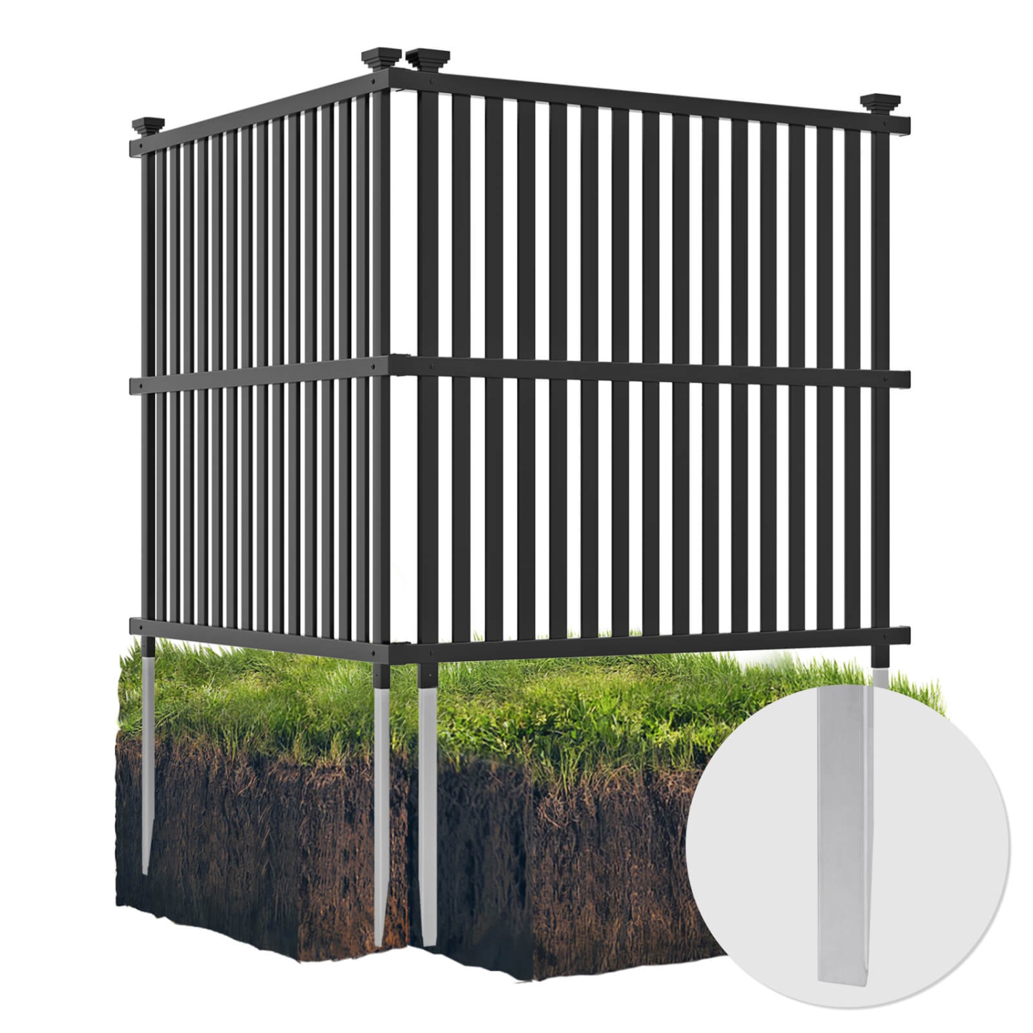 Costway 2/4 PCS Air Conditioner Fence Panels with Metal Ground Stakes No Dig Trash Can Enclosure Black