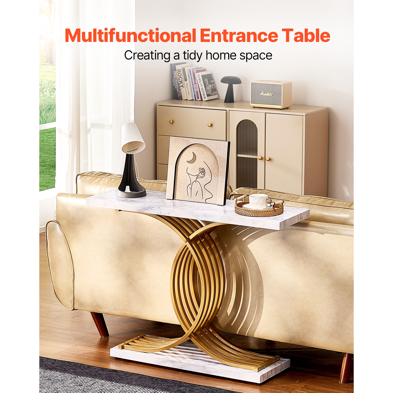 VEVOR 39.4 inches Narrow Console Sofa Table, Behind Couch Table, 1-Tier Long Entryway Table and Skinny Hallway Table, Narrow Sofa Table with Metal