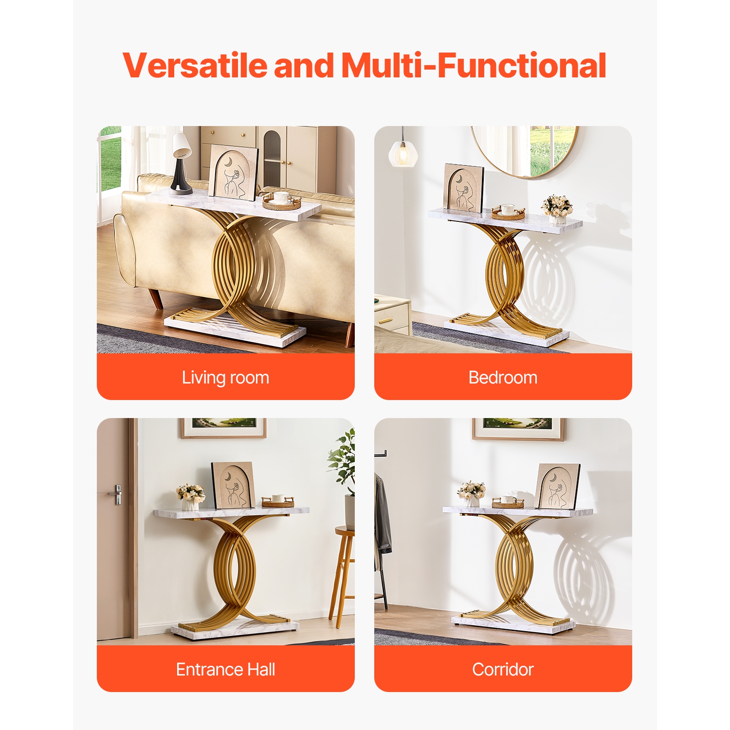 VEVOR 39.4 inches Narrow Console Sofa Table, Behind Couch Table, 1-Tier Long Entryway Table and Skinny Hallway Table, Narrow Sofa Table with Metal