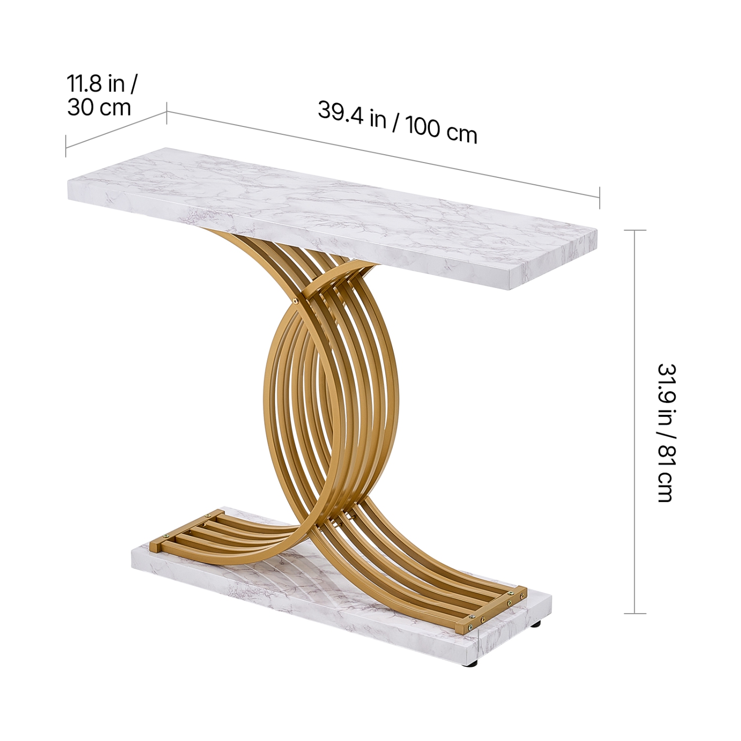 VEVOR 39.4 inches Narrow Console Sofa Table, Behind Couch Table, 1-Tier Long Entryway Table and Skinny Hallway Table, Narrow Sofa Table with Metal