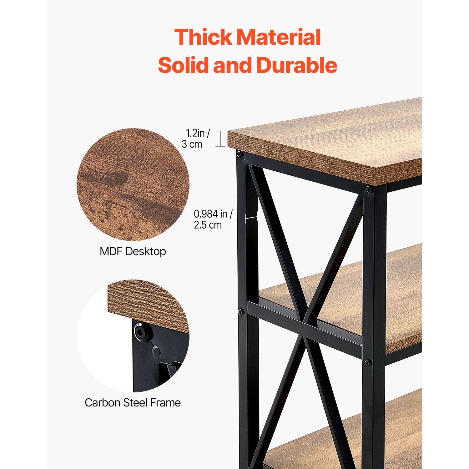 VEVOR 55.1 inches Narrow Console Sofa Table, Behind Couch Table, 3-Tier Long Entryway Table and Skinny Hallway Table, Narrow Sofa Table with Metal