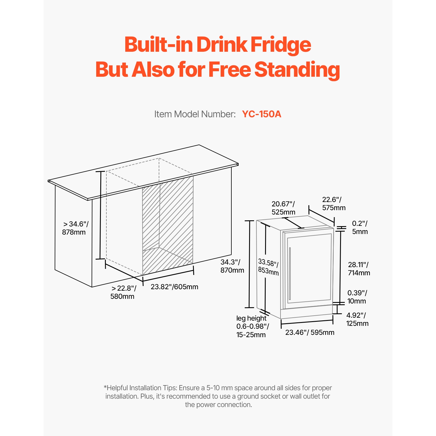 VEVOR Beverage Refrigerator Cooler, 154 Can Beverage Fridge, Mini Fridge with Glass Door, Adjustable Shelves, Digital Temperature Control, Built-in &