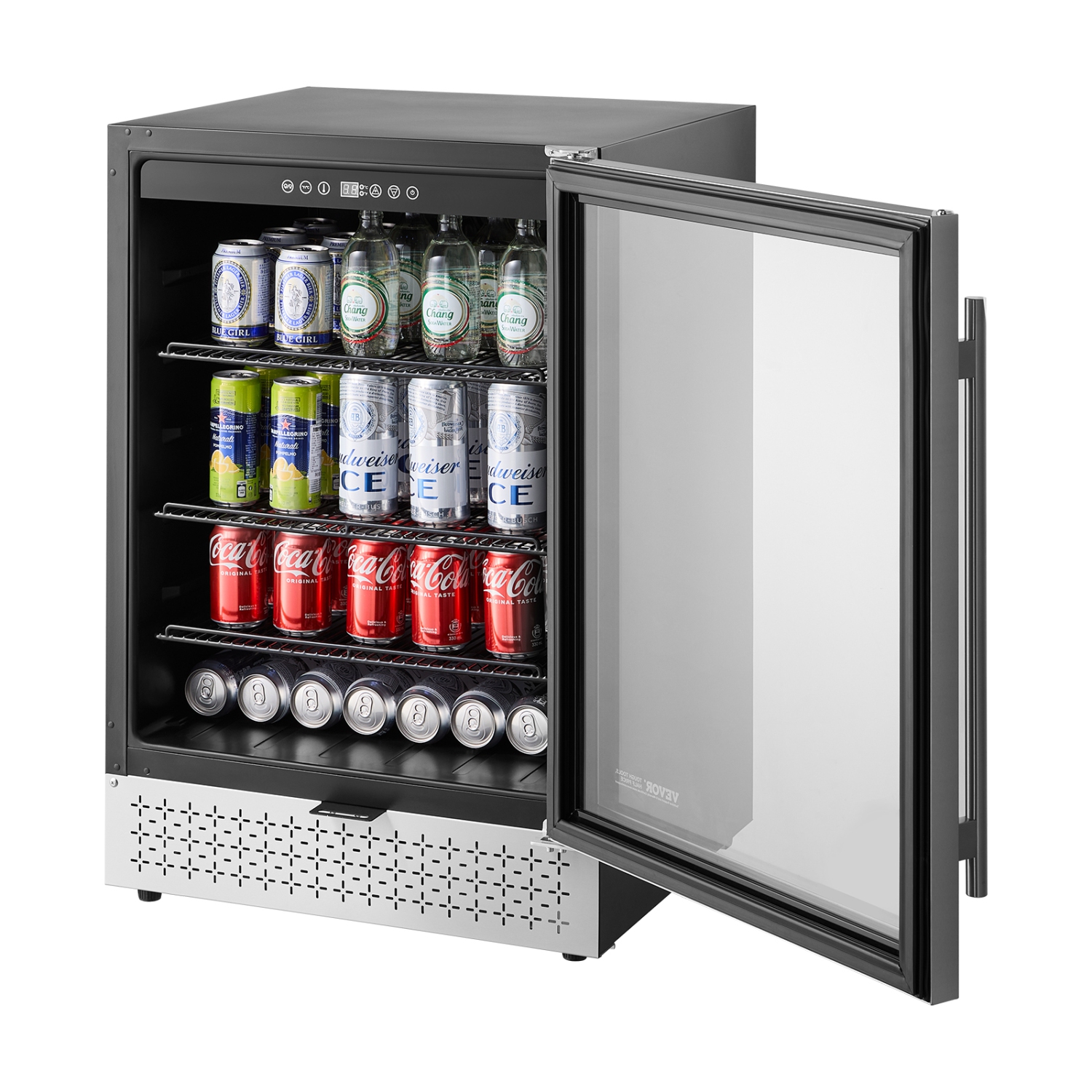 VEVOR Beverage Refrigerator Cooler, 154 Can Beverage Fridge, Mini Fridge with Glass Door, Adjustable Shelves, Digital Temperature Control, Built-in &