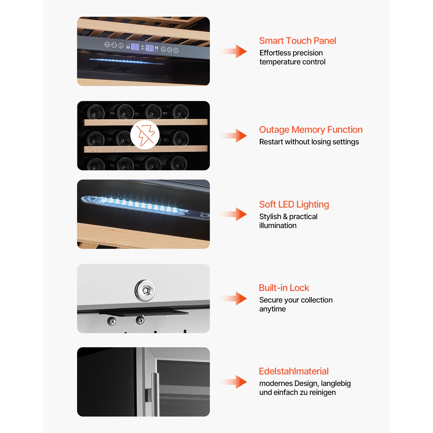 VEVOR 46 Bottle Wine Cooler, Dual Zone Wine Fridge, Built-in & Freestanding Fridge with Glass Door, Adjustable Shelves, Digital Temperature Control,