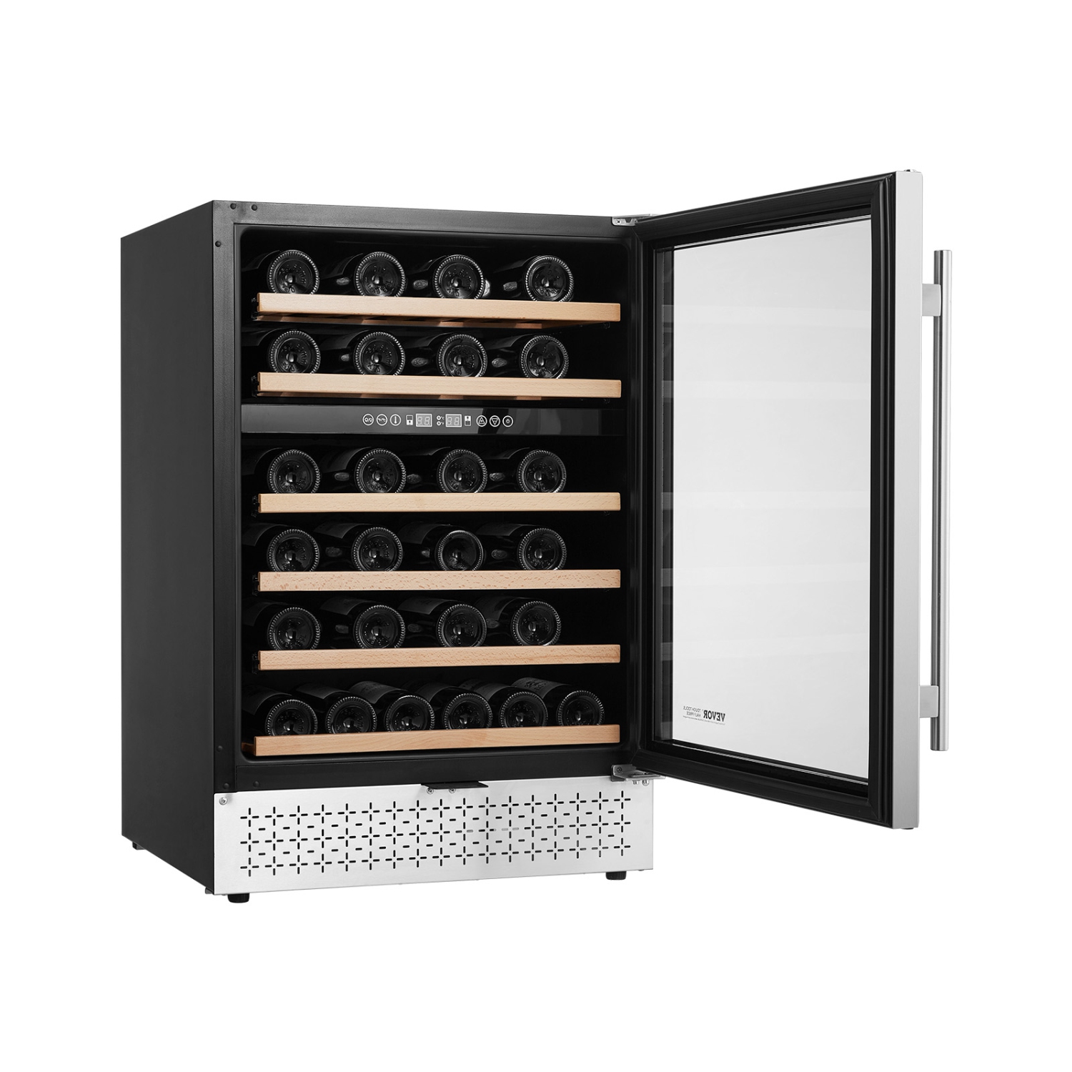 VEVOR 46 Bottle Wine Cooler, Dual Zone Wine Fridge, Built-in & Freestanding Fridge with Glass Door, Adjustable Shelves, Digital Temperature Control,