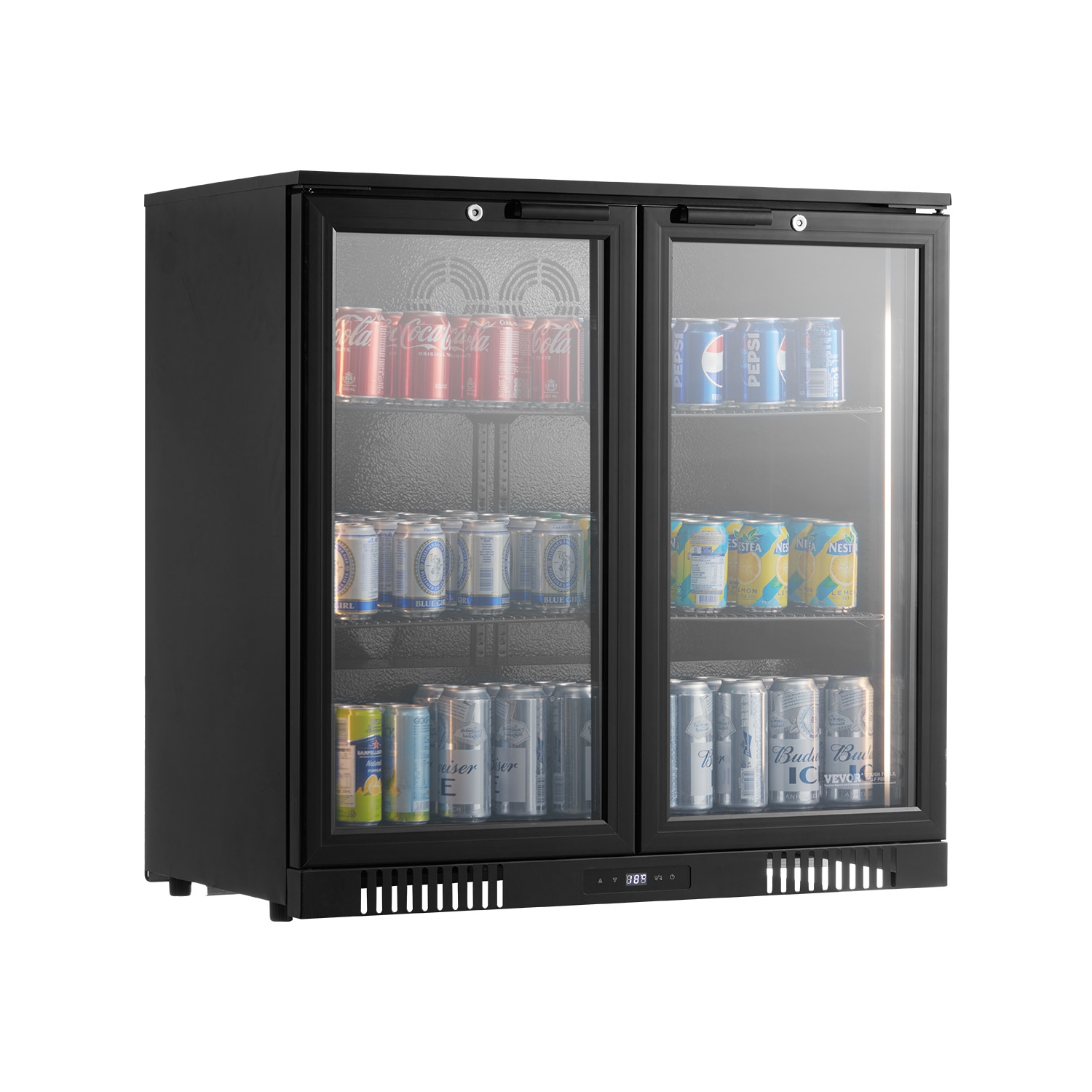 VEVOR Beverage Refrigerator Cooler, 246 Can Beverage Fridge, Soda Beer Fridge with Glass Doors, Adjustable Shelves, Digital Temperature Control,