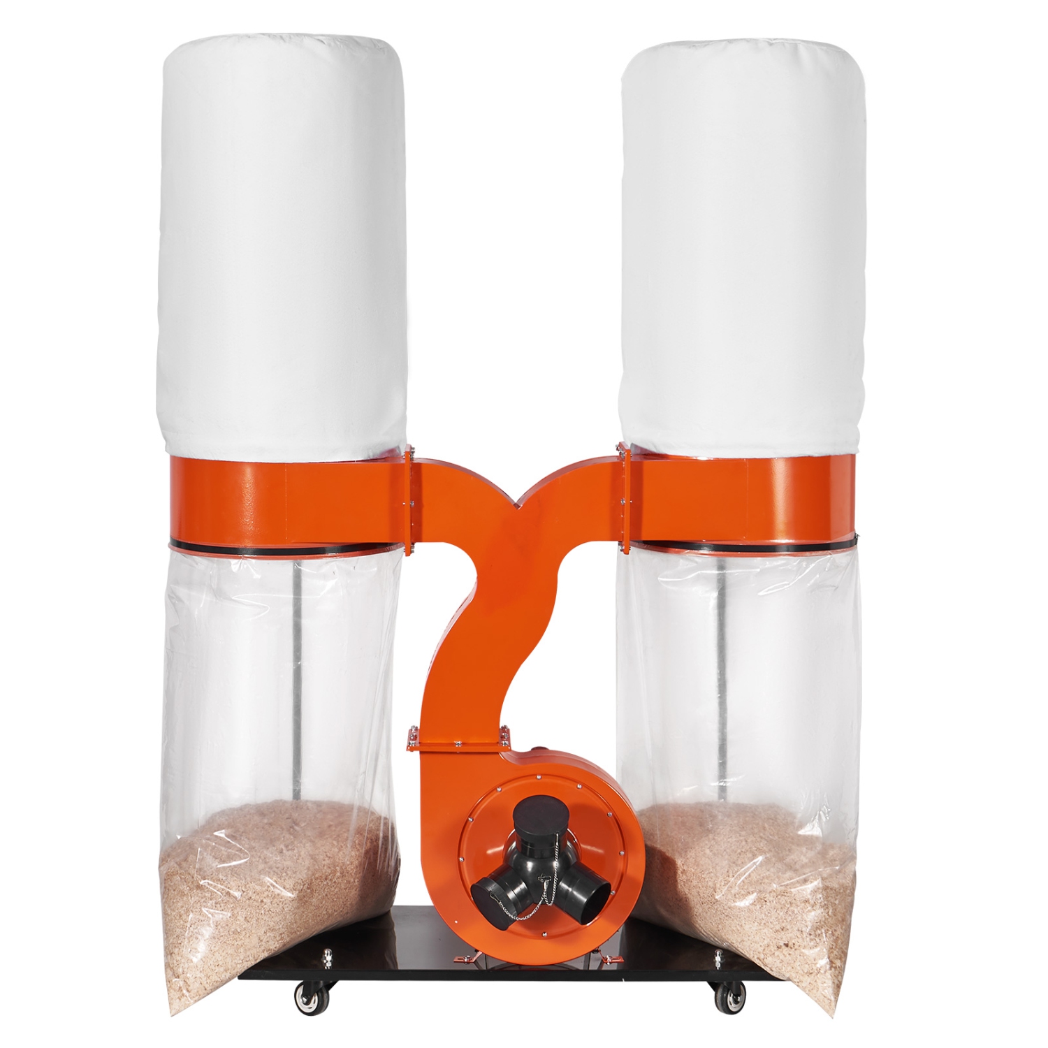 VEVOR 3HP 1550 CFM Dust Collector, Rolling Dual Dust Collector with 94-Gallon Large Dust Collection Bag, 2.5 Micron Bag Filtration, Workshop Mobile