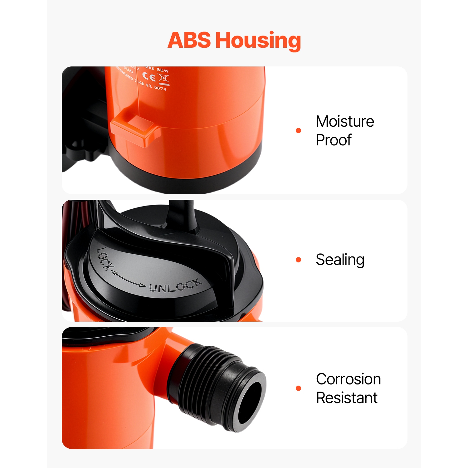 Pompe VEVOR 12&nbsp;V de 800 gal/h pour bateau, pompe aérateur LIVEWELL avec moteur amovible, pompes à aivers à 90 degrés pour bateaux, pompe