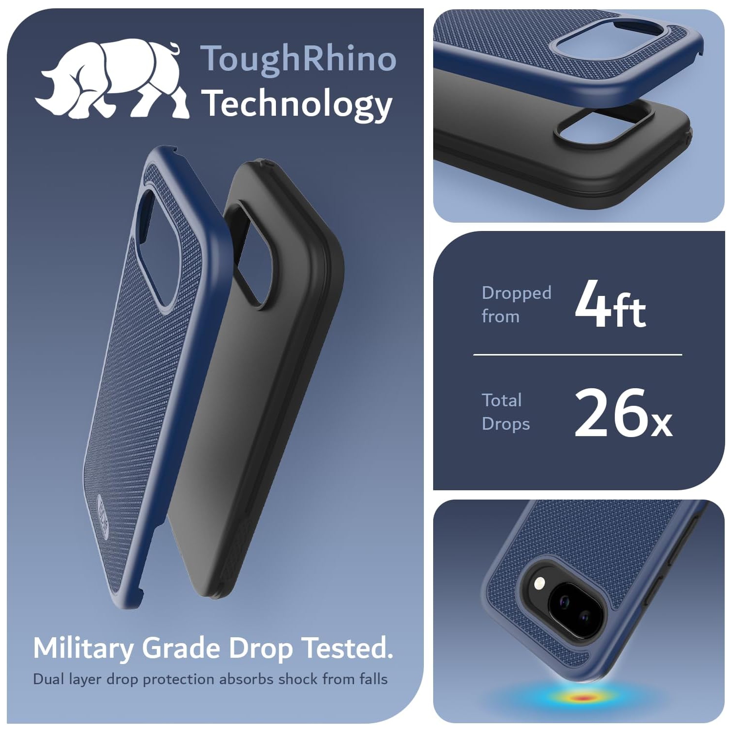 Étui double couche MergeGrip de TUDIA pour Pixel 9 A 2025 de Google - Indigo