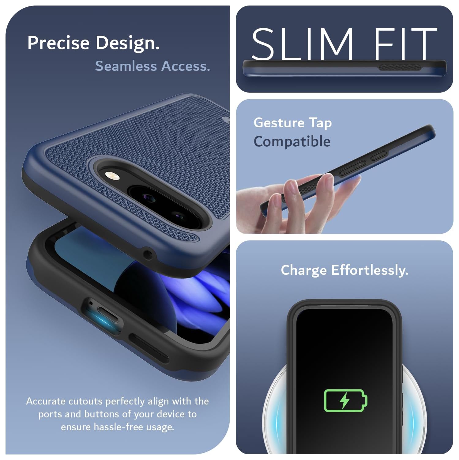 Étui double couche MergeGrip de TUDIA pour Pixel 9 A 2025 de Google - Indigo