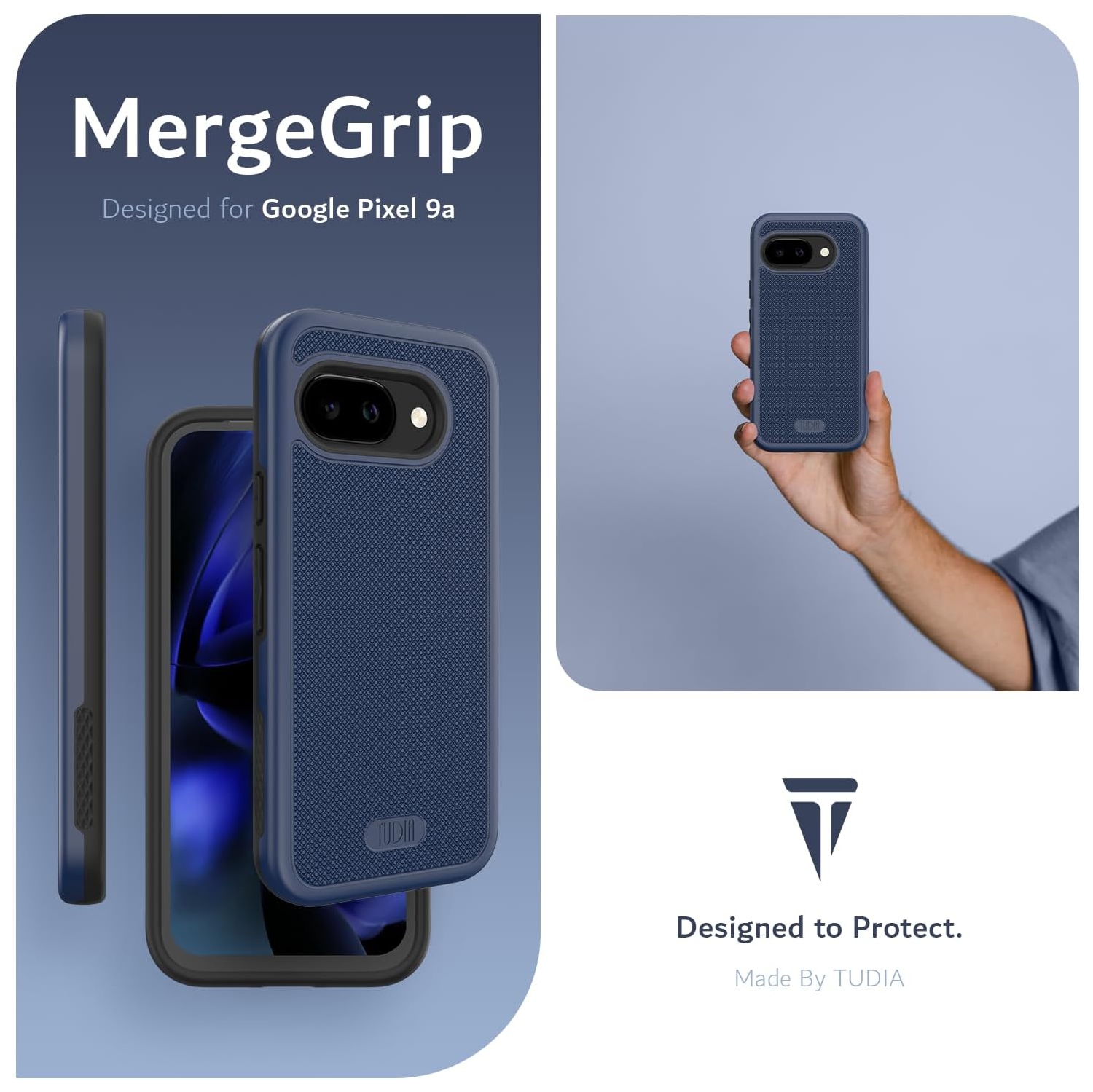 Étui double couche MergeGrip de TUDIA pour Pixel 9 A 2025 de Google - Indigo