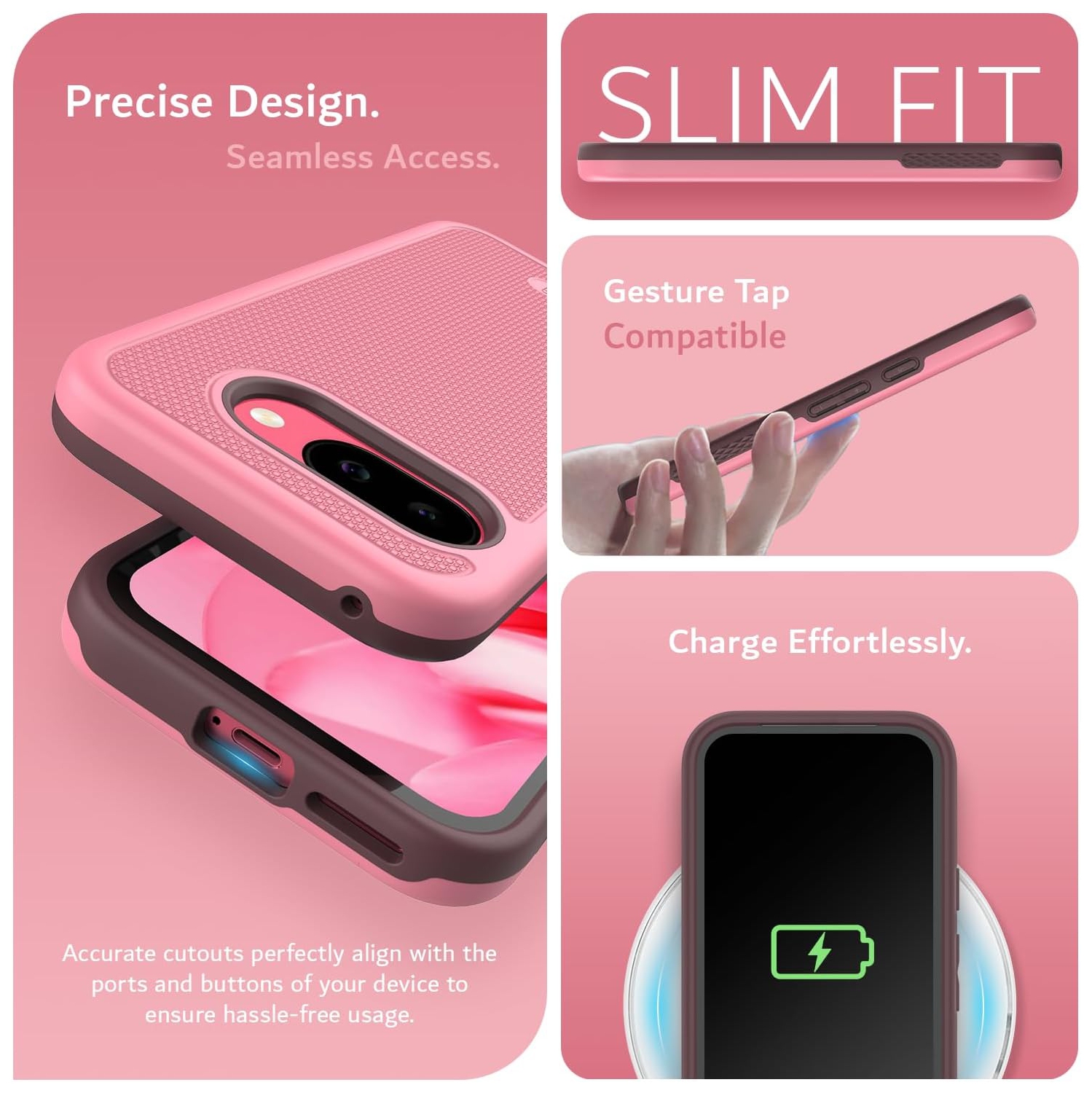 Étui double couche MergeGrip de TUDIA pour Pixel 9&nbsp;A 2025 de Google - Rose fumé