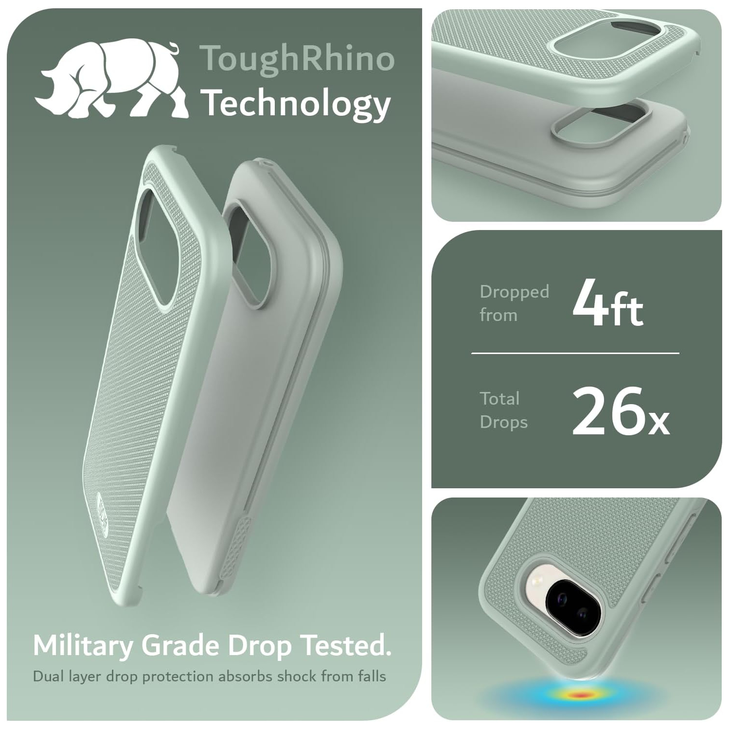 Étui double couche MergeGrip de TUDIA pour Pixel 9&nbsp;A 2025 de Google - Lys verts