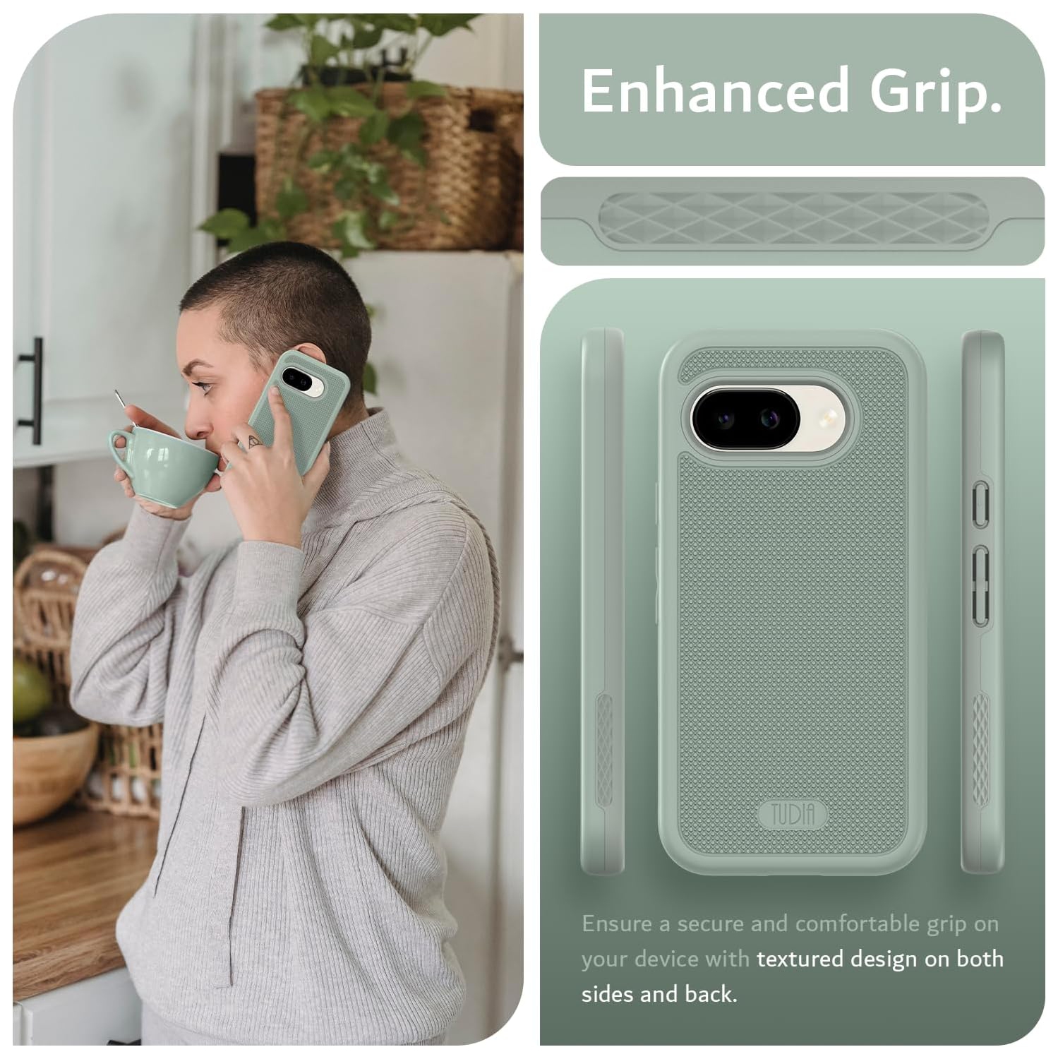 Étui double couche MergeGrip de TUDIA pour Pixel 9&nbsp;A 2025 de Google - Lys verts