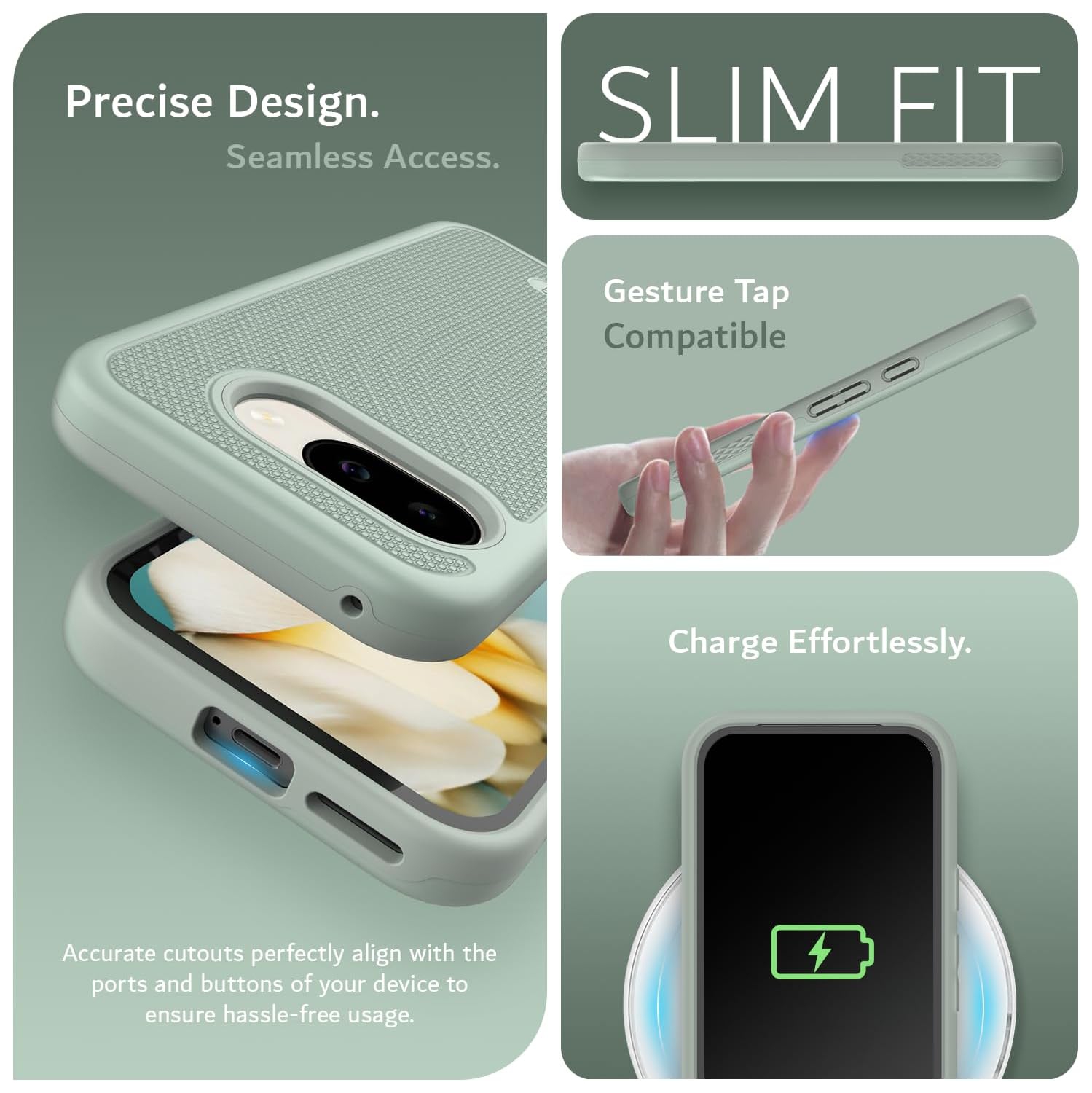 Étui double couche MergeGrip de TUDIA pour Pixel 9&nbsp;A 2025 de Google - Lys verts