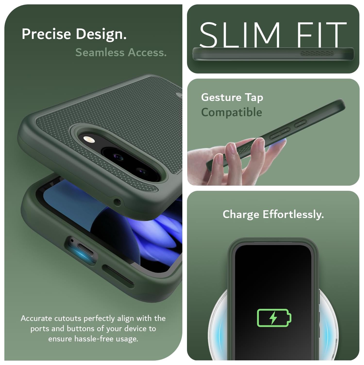 TUDIA MergeGrip Google Pixel 9A Case 2025 MagSafe Compatible - Pine Green