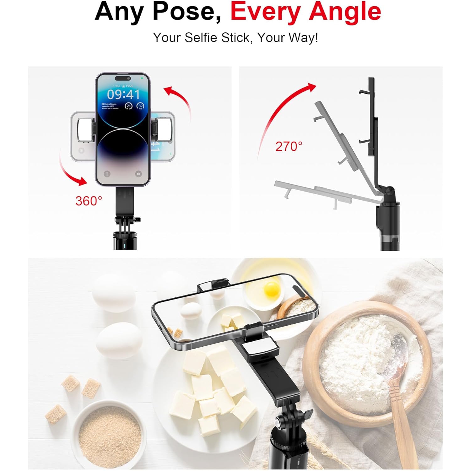 K28 selfie stick mobile phone tripod with remote control + LED fill light, live travel