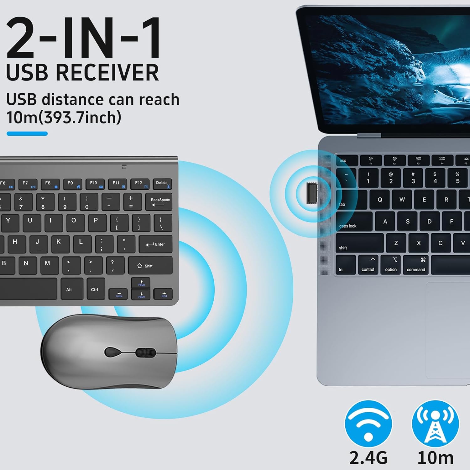 Clavier sans fil SPOT Ordinateur portable mince et silencieux Ensemble clavier et souris pour la maison