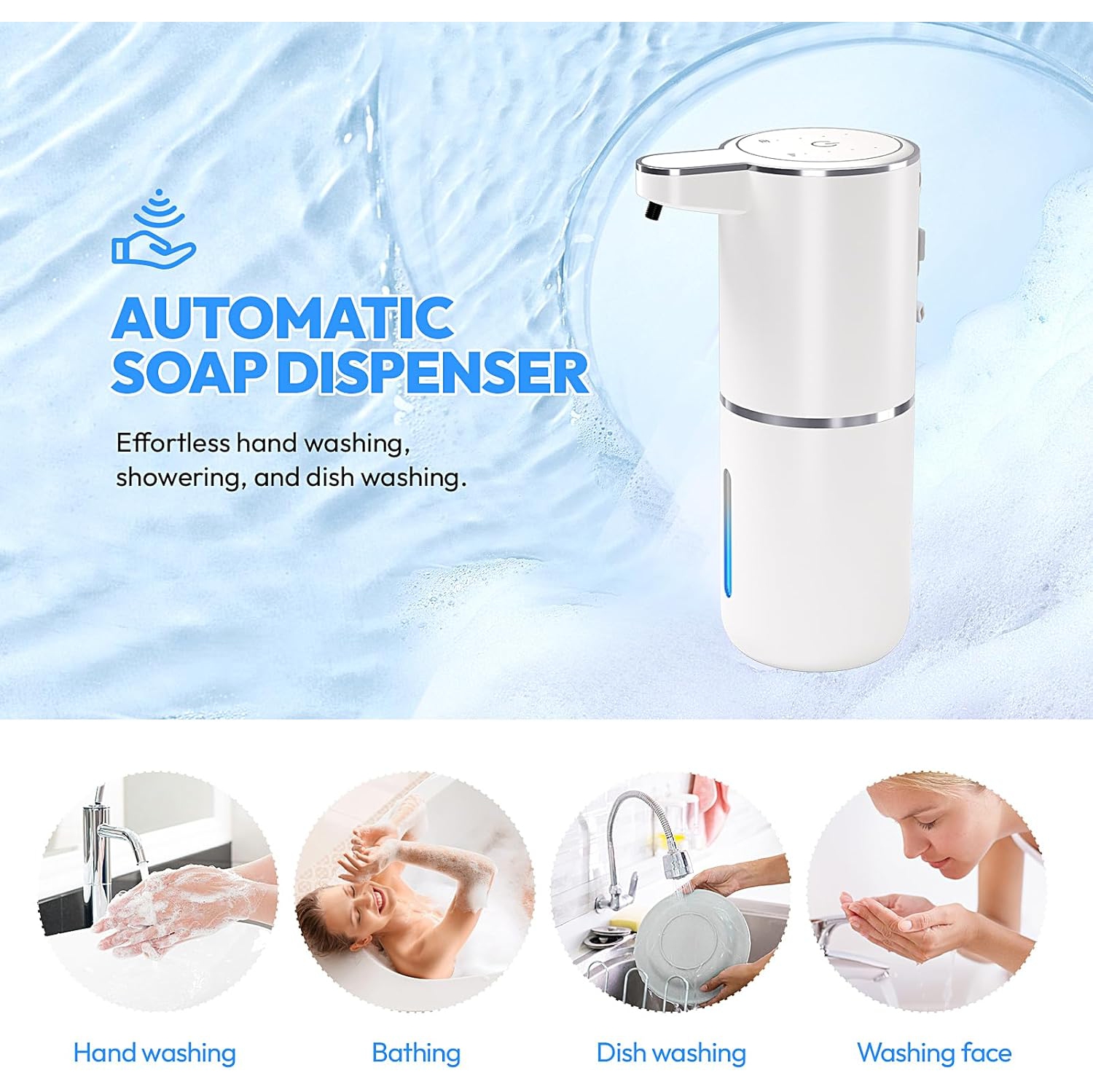 Automatic Soap Dispenser, Touchless Foam Soap Dispenser Bathroom, 4-Level Adjustable Kitchen Automatic Soap Dispenser