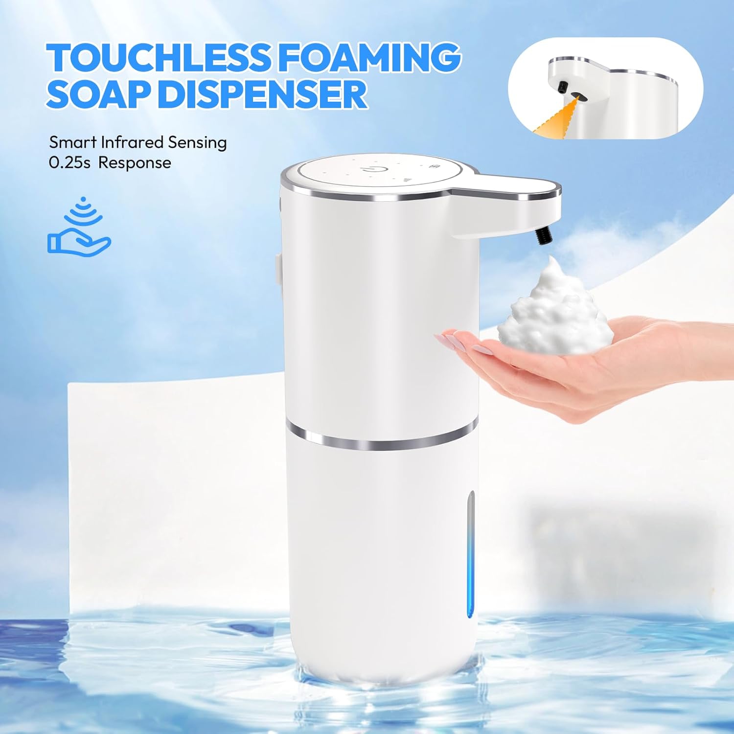 Automatic Soap Dispenser, Touchless Foam Soap Dispenser Bathroom, 4-Level Adjustable Kitchen Automatic Soap Dispenser