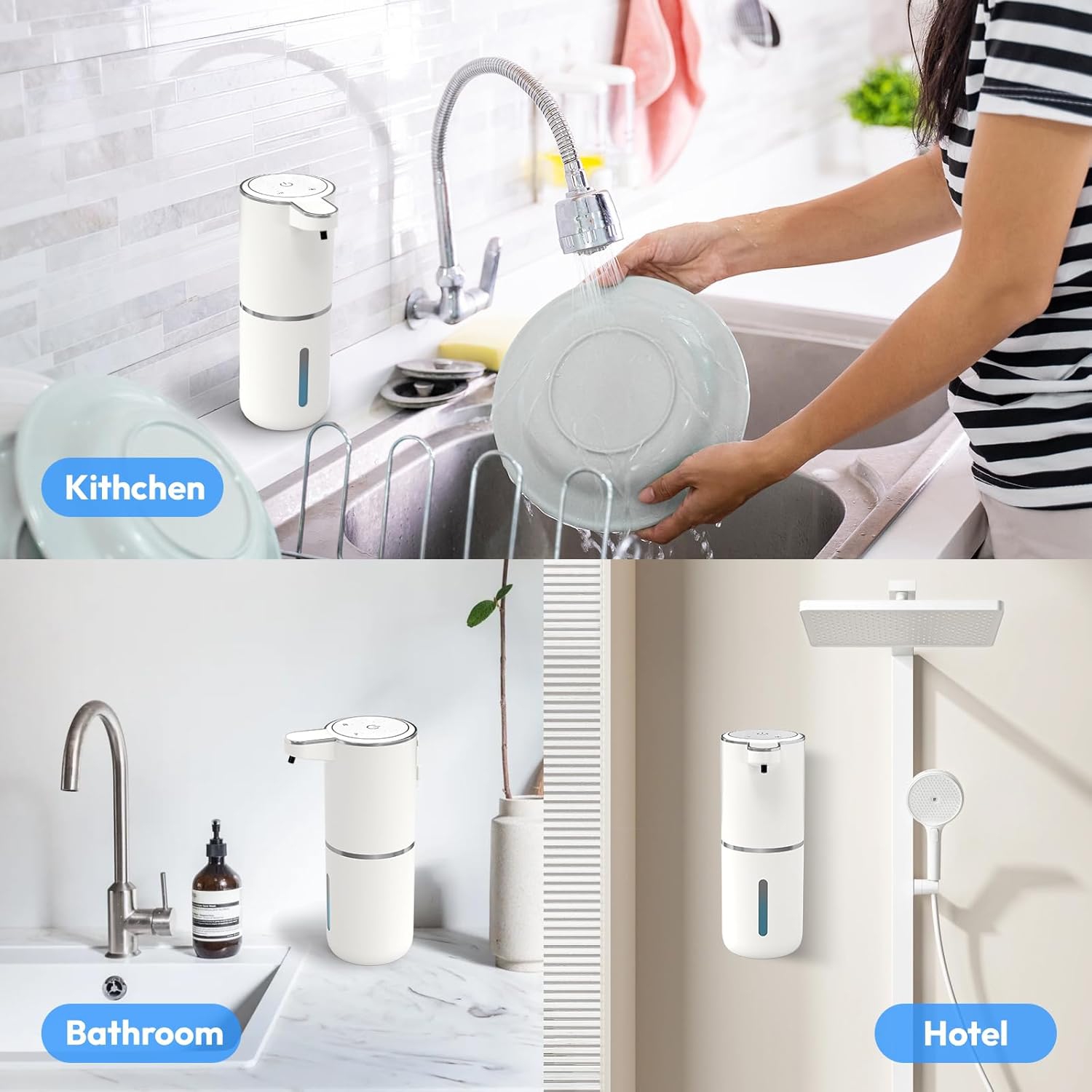 Automatic Soap Dispenser, Touchless Foam Soap Dispenser Bathroom, 4-Level Adjustable Kitchen Automatic Soap Dispenser