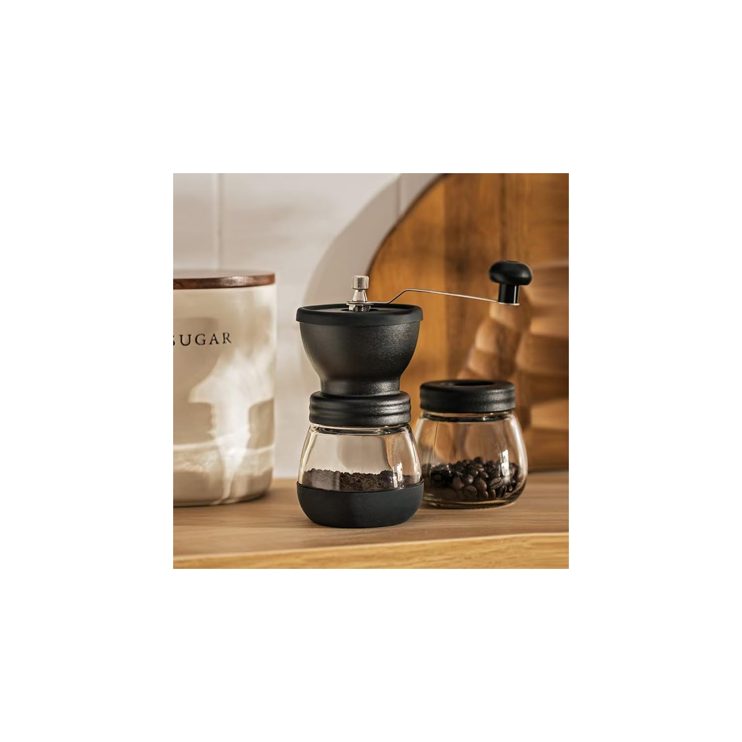 Manual coffee bean grinder Hand-cranked coffee machine Glass body coffee bean grinder Hand-cranked coffee bean grinder