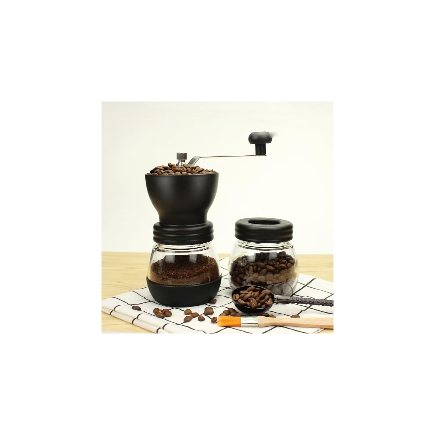 Manual coffee bean grinder Hand-cranked coffee machine Glass body coffee bean grinder Hand-cranked coffee bean grinder