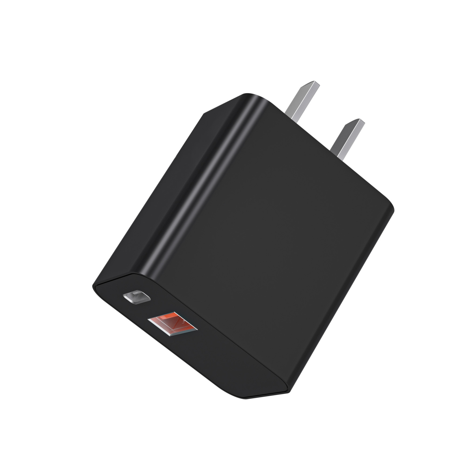 PD charger 20w fast charge US standard 3.0/CUL certified suitable for Apple Huawei A+C port mobile phone charger, A+C US standard PE bag packaging black