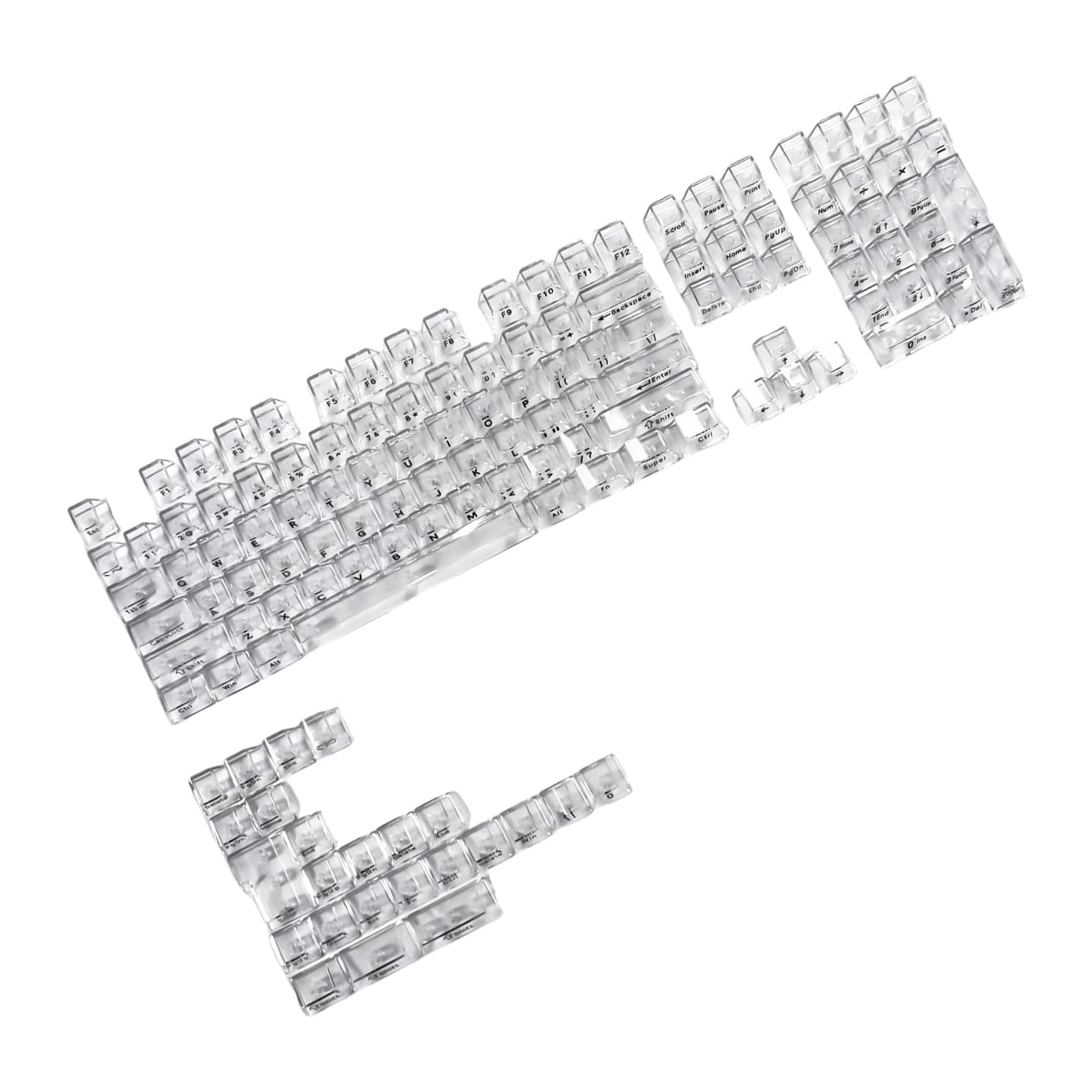 Crack 132 keys fully transparent DIY customized fog transparent keycaps transparent PC material side engraved mechanical keyboard keycaps