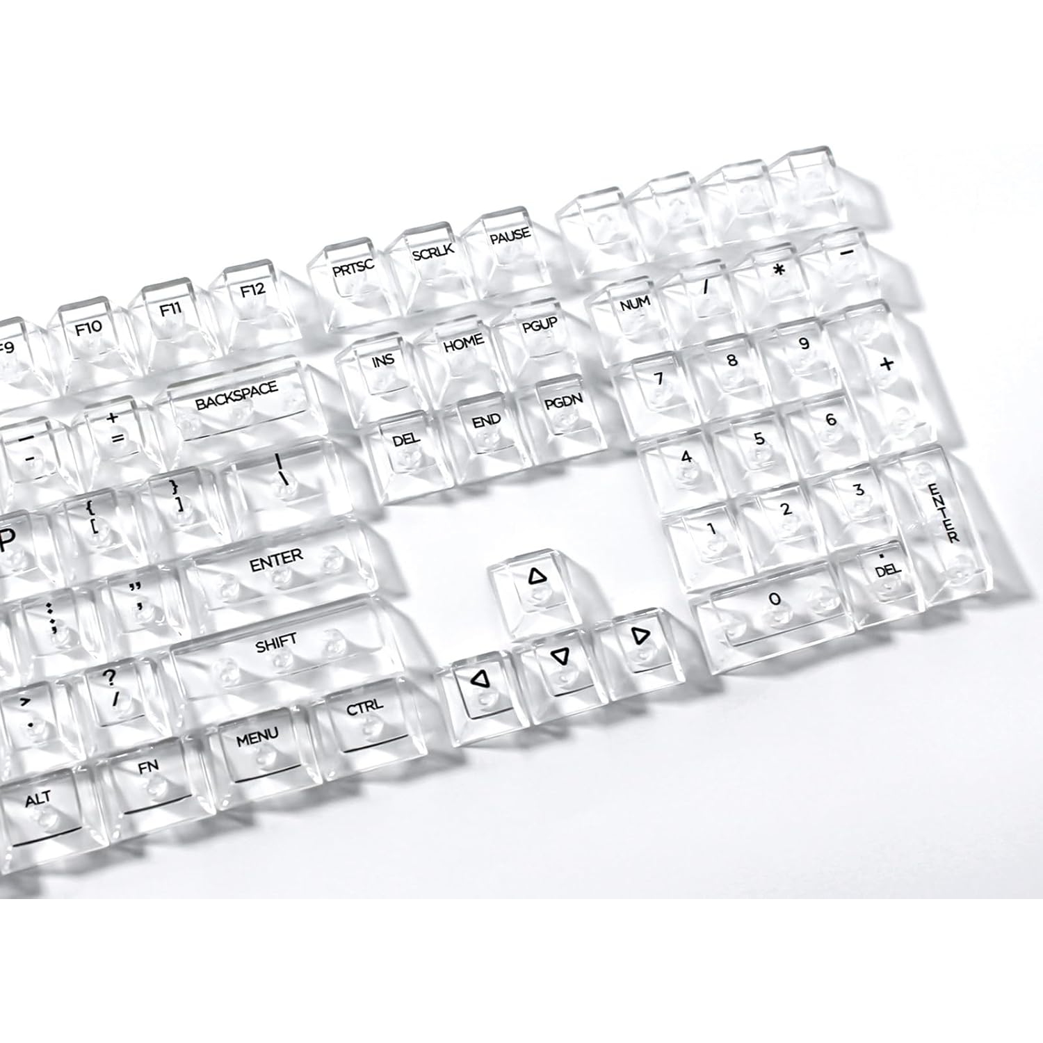 Crack 132 keys fully transparent DIY customized fog transparent keycaps transparent PC material side engraved mechanical keyboard keycaps