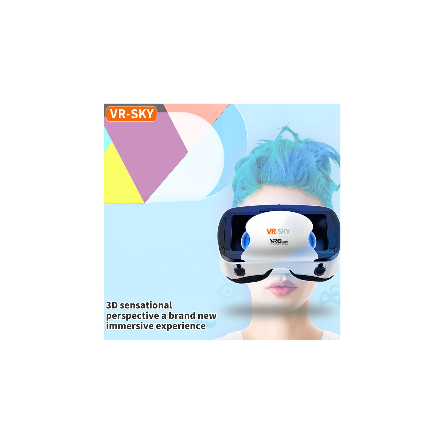 VR virtual glasses game glasses private theater 3DVR glasses virtual reality headset HD blue light eye protection support sky earless blue light