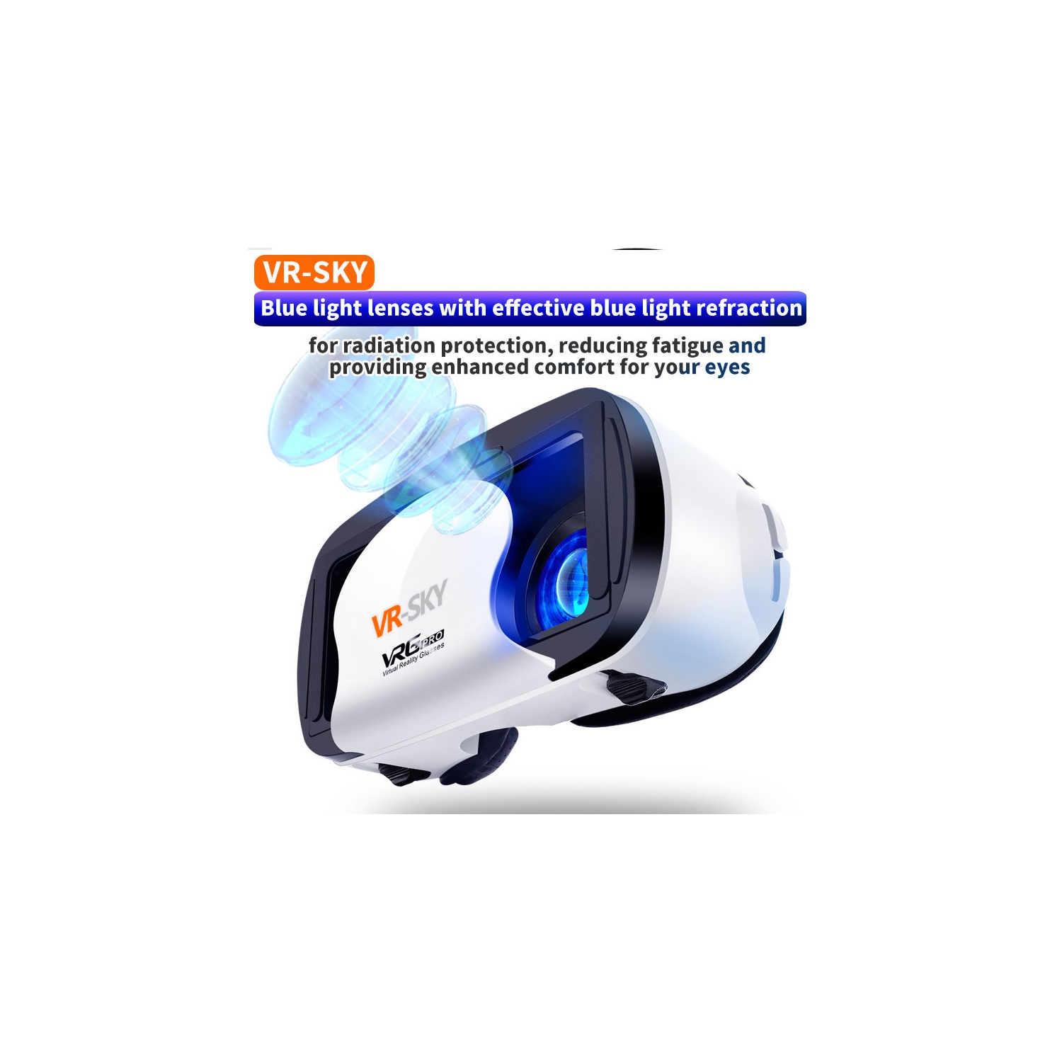 VR virtual glasses game glasses private theater 3DVR glasses virtual reality headset HD blue light eye protection support sky earless blue light