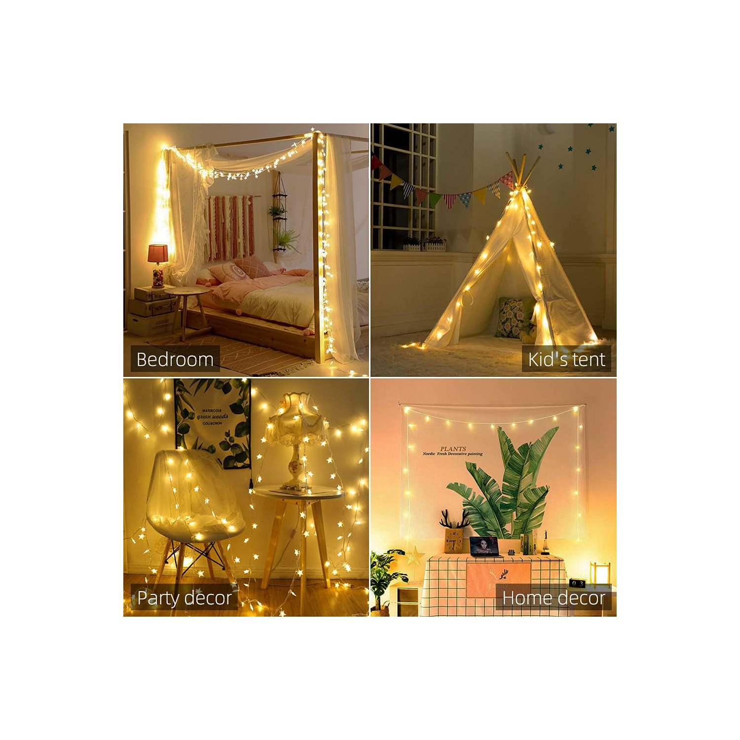 Jeu de lumières à DEL en forme d'étoile petit jeu de lumières de couleur solaire ambiance de camping extérieur lampe de poche décoration guirlande de