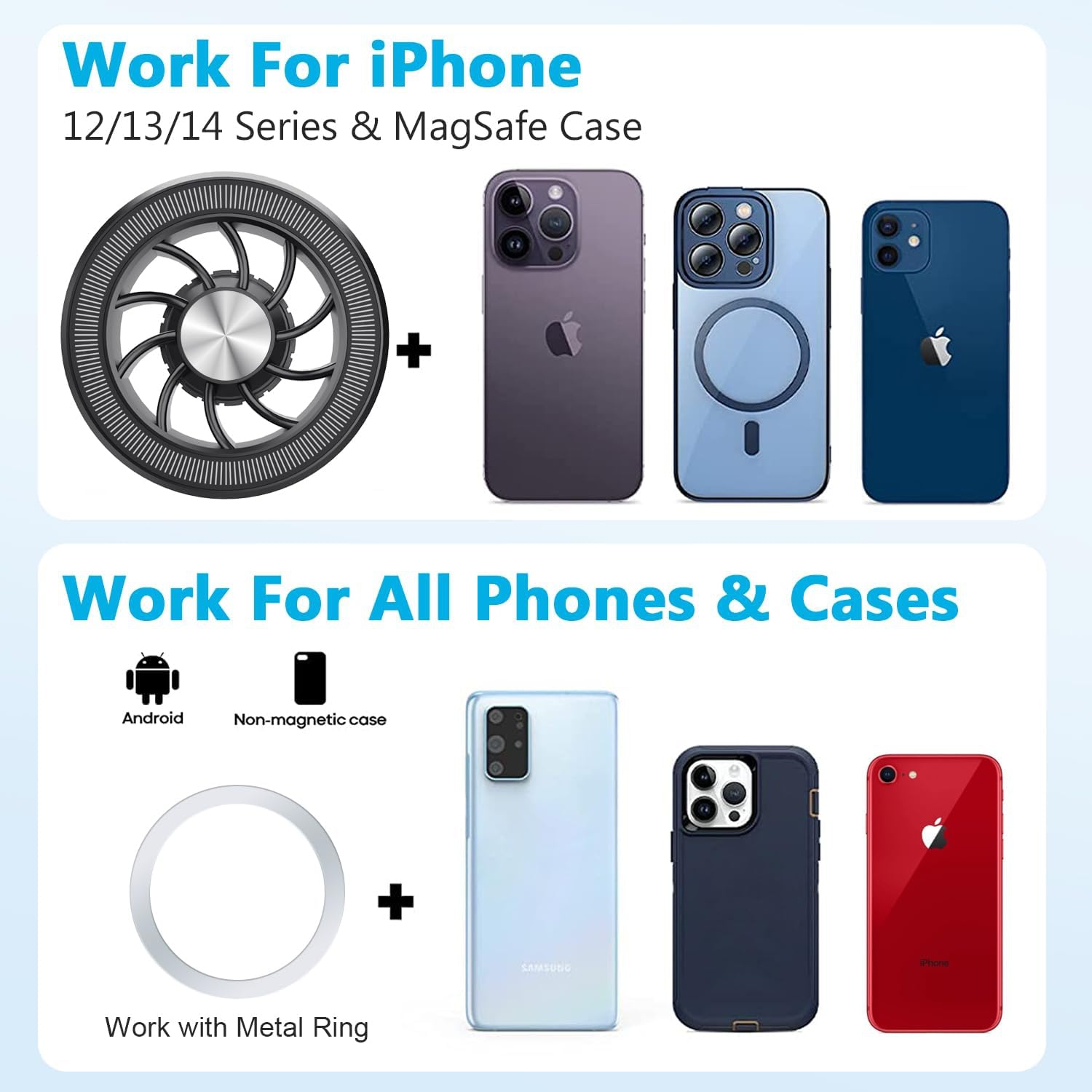 Magnetic car holder, air outlet mobile phone holder clip, 360 degree rotatable magsafe strong magnetic car air outlet magnetic mobile phone holder