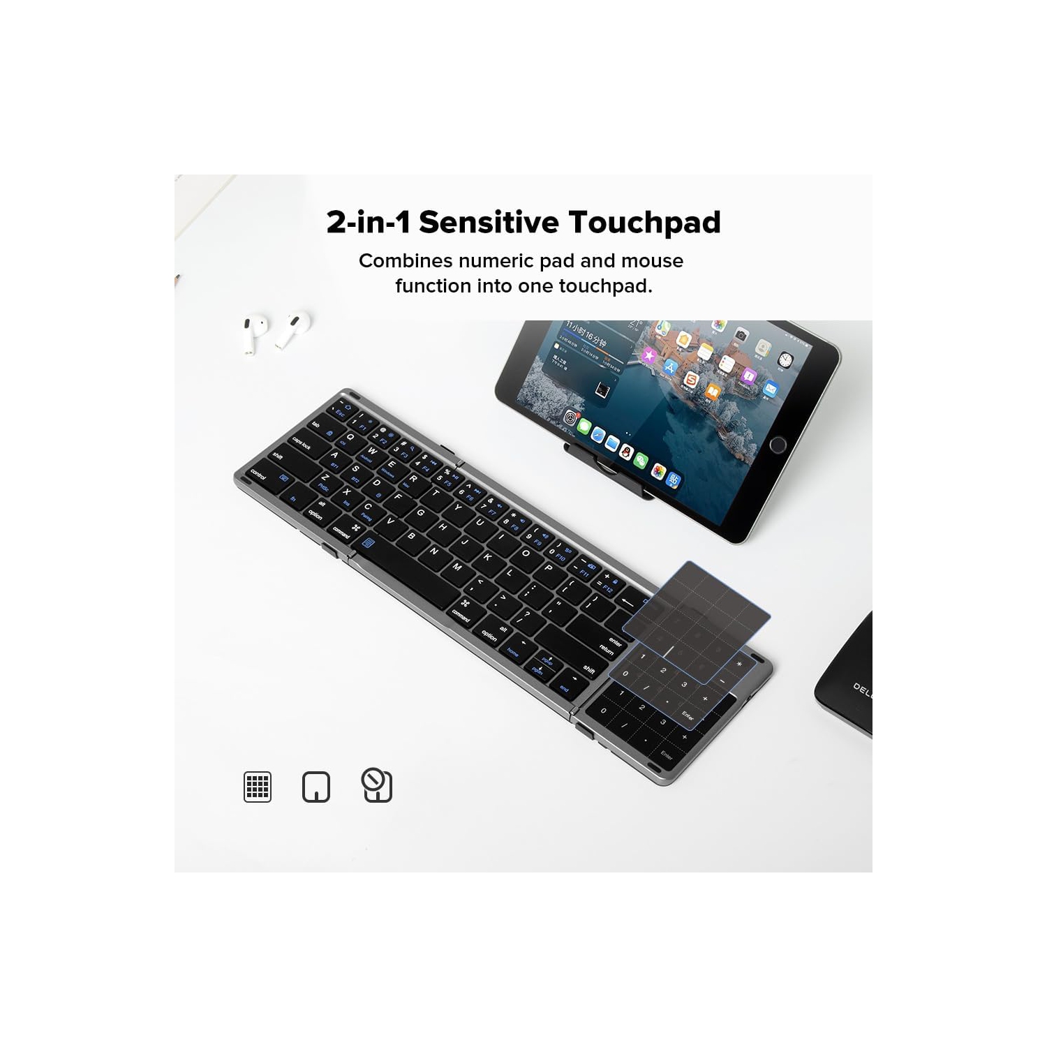 Clavier Bluetooth modèle pliable adapté pour iPad téléphone mobile ordinateur clavier Bluetooth sans fil magnétique silencieux