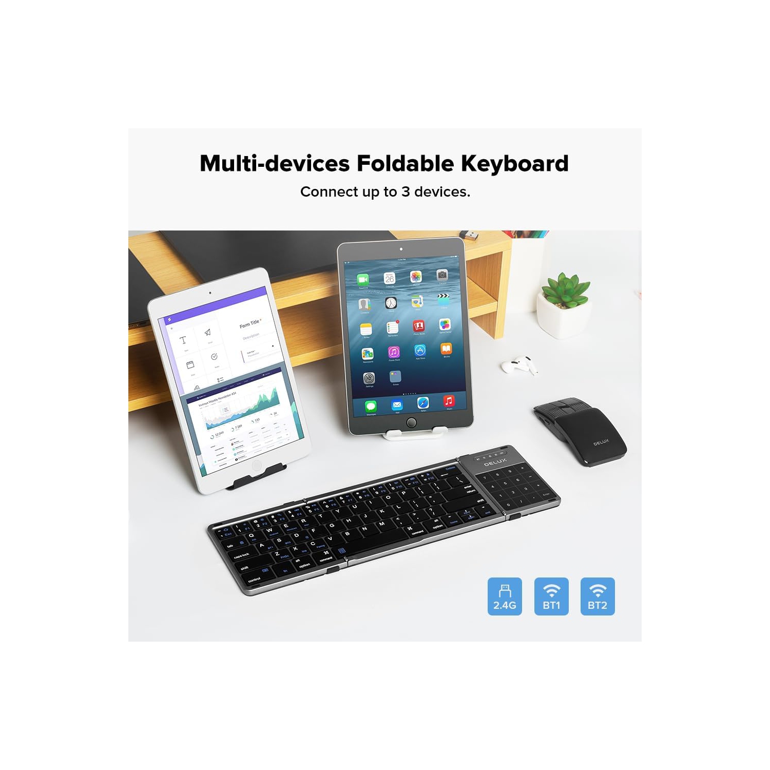 Clavier Bluetooth modèle pliable adapté pour iPad téléphone mobile ordinateur clavier Bluetooth sans fil magnétique silencieux