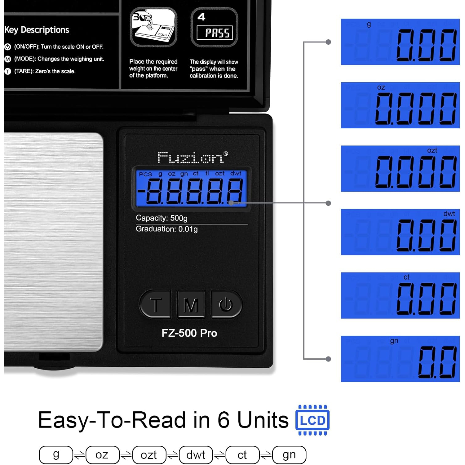 Digital Pocket Scale with 0.01g Accuracy, 500g Digital Gram Scale for Small Foods, Jewelry, Herbs, Spices, Coins - Weighs Grams and Ounces