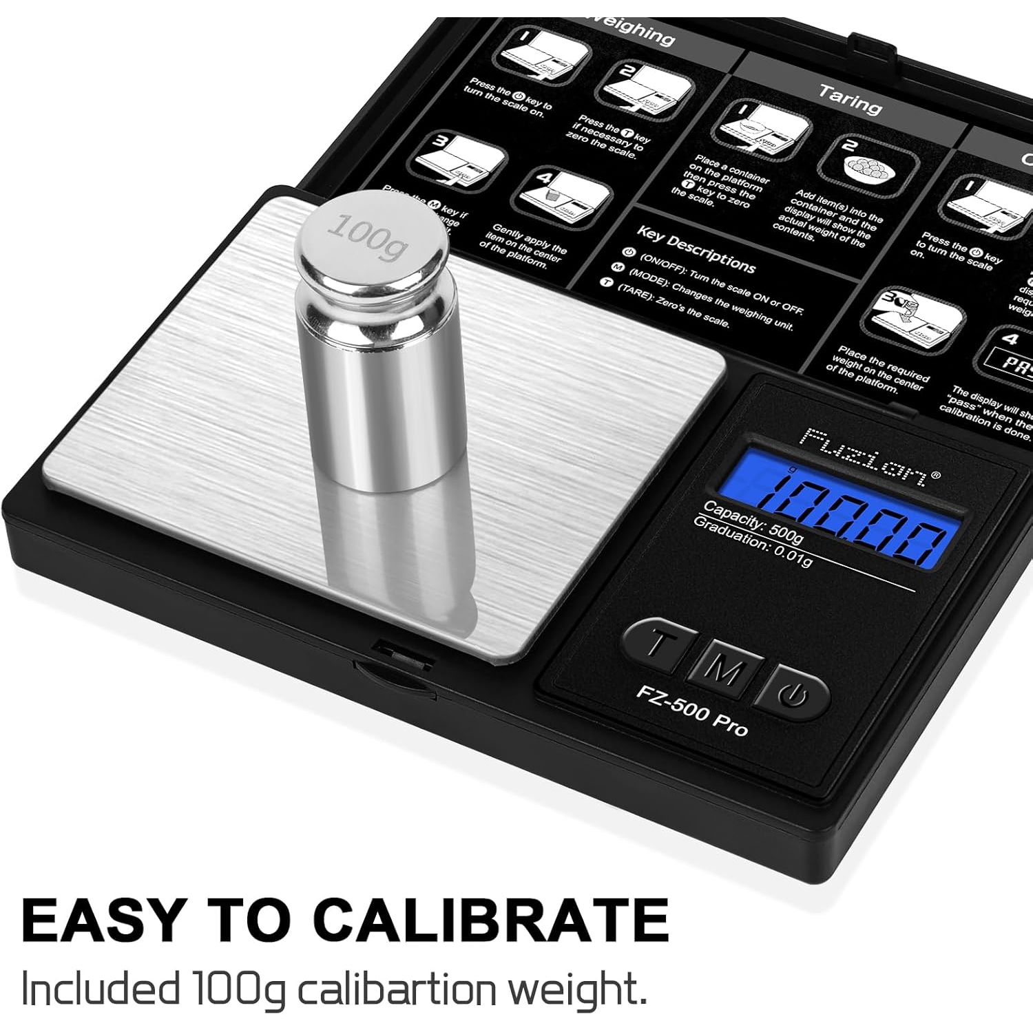 Digital Pocket Scale with 0.01g Accuracy, 500g Digital Gram Scale for Small Foods, Jewelry, Herbs, Spices, Coins - Weighs Grams and Ounces