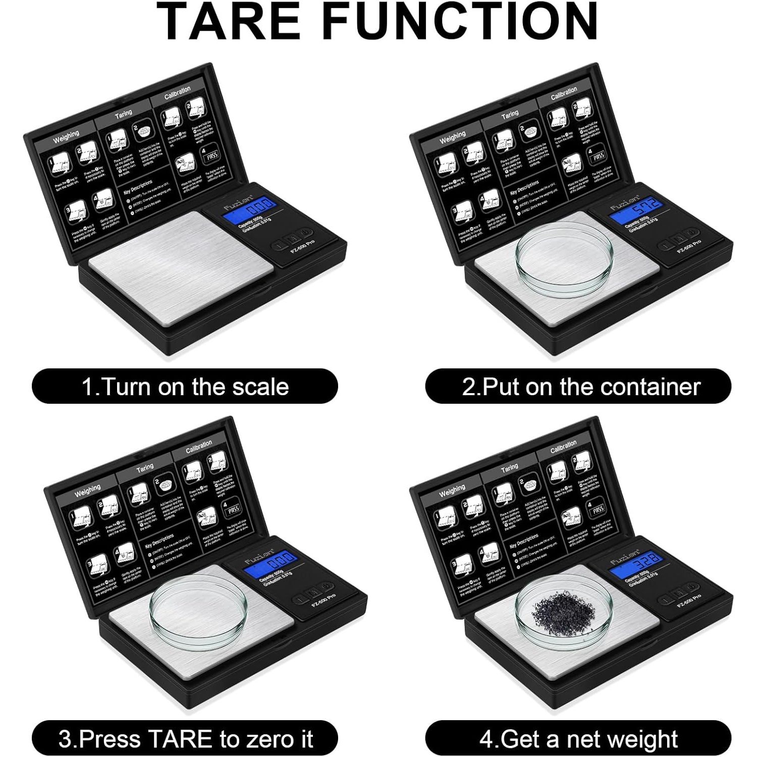 Digital Pocket Scale with 0.01g Accuracy, 500g Digital Gram Scale for Small Foods, Jewelry, Herbs, Spices, Coins - Weighs Grams and Ounces
