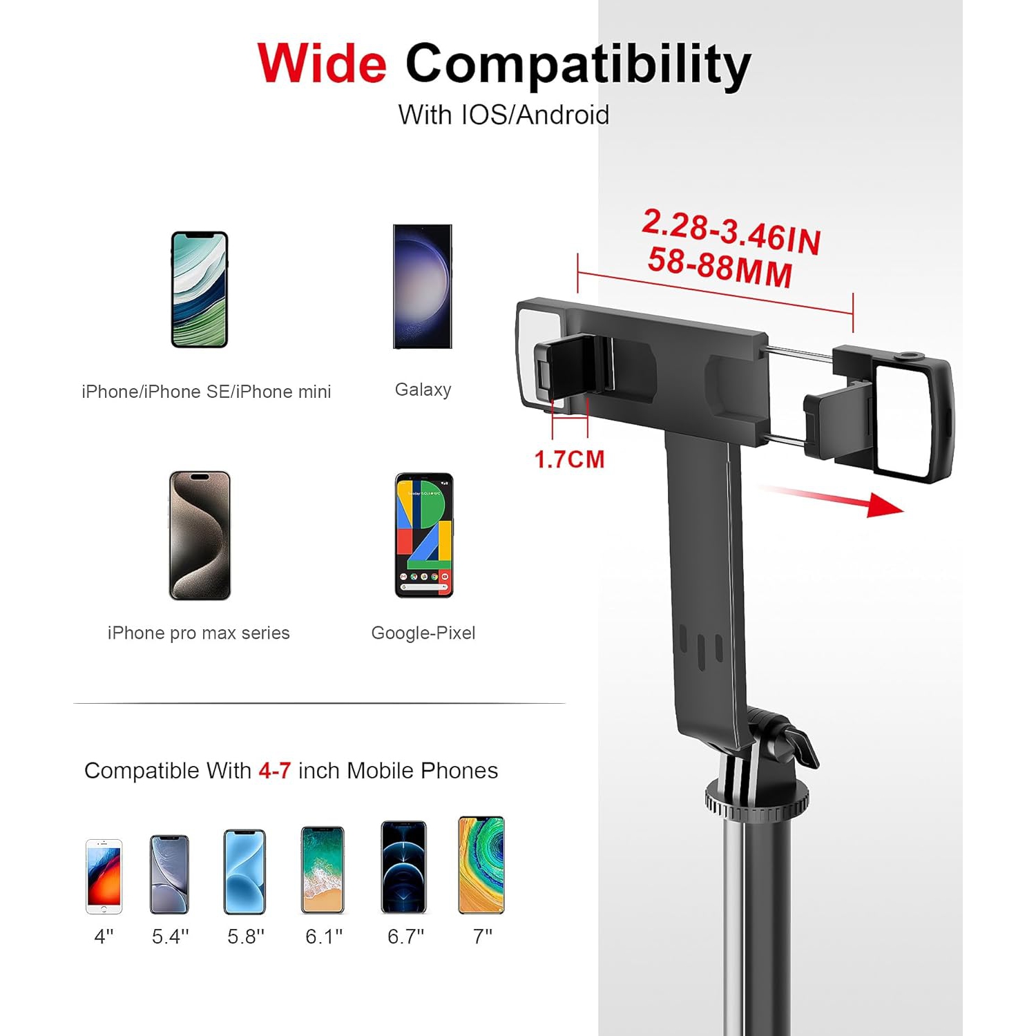 K29 Selfie stick mobile phone tripod with remote control + up to 2.15M, live travel - 1 multi-function use bracket