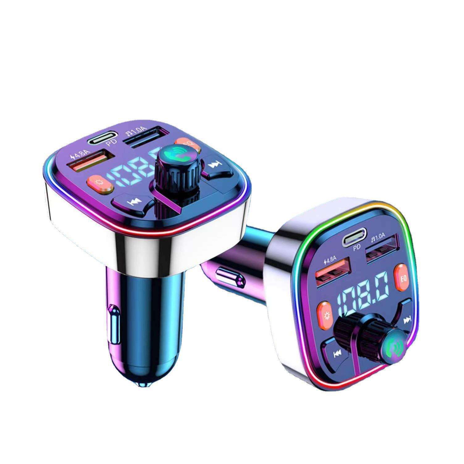 Car Bluetooth receiver, lossless sound quality, mp3 music player, car conversion with fast charging cigarette lighter, black