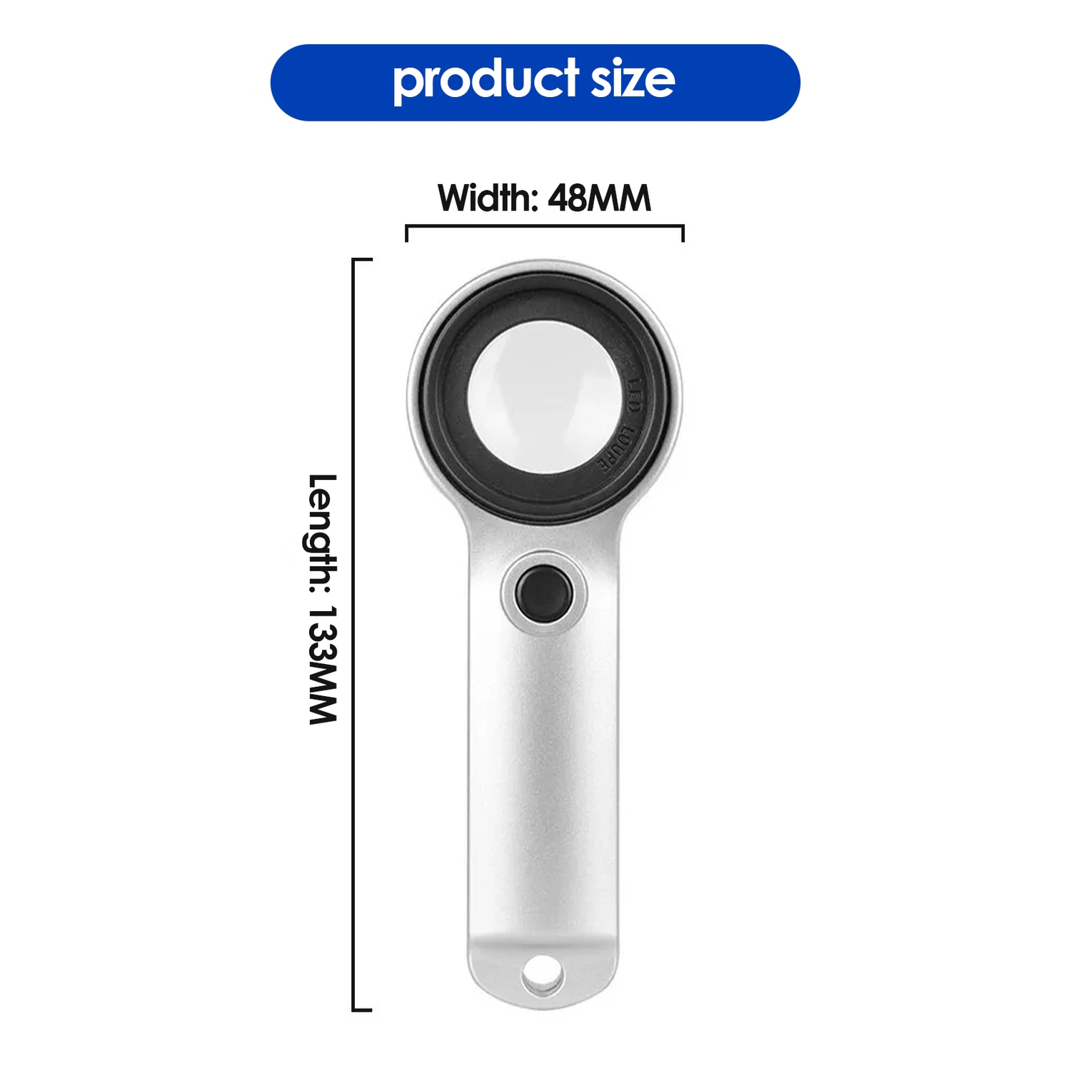 Loupe à bijoux portative rechargeable USB 10X avec lumière LED et UV pour la lecture, l'identification des bijoux, la détection des billets de banque