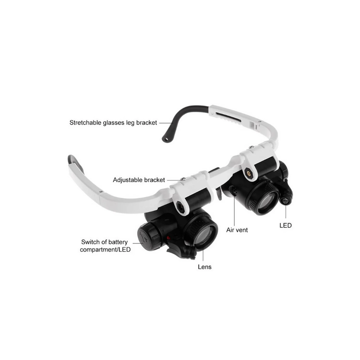 Loupe à bijoux montée sur la tête 8X/15X/23X avec lampe LED pour lire, réparer une montre et identifier les bijoux